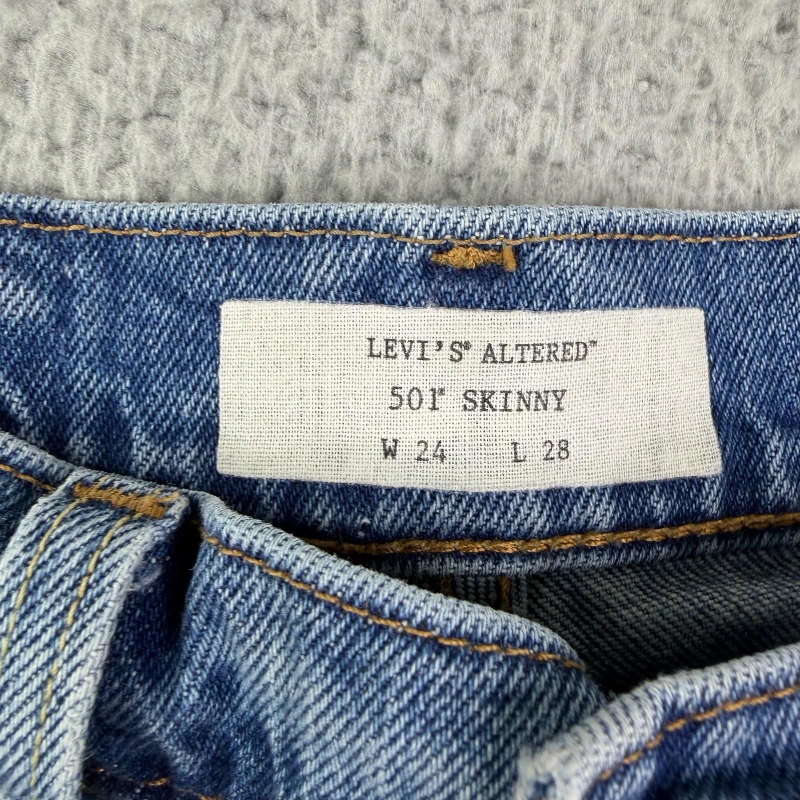 Levi's Women's Levis 501 Skinny Altered Distressed Jeans Sz 24 x 28 Size 24" / US 00 / IT 34 - 3 Thumbnail