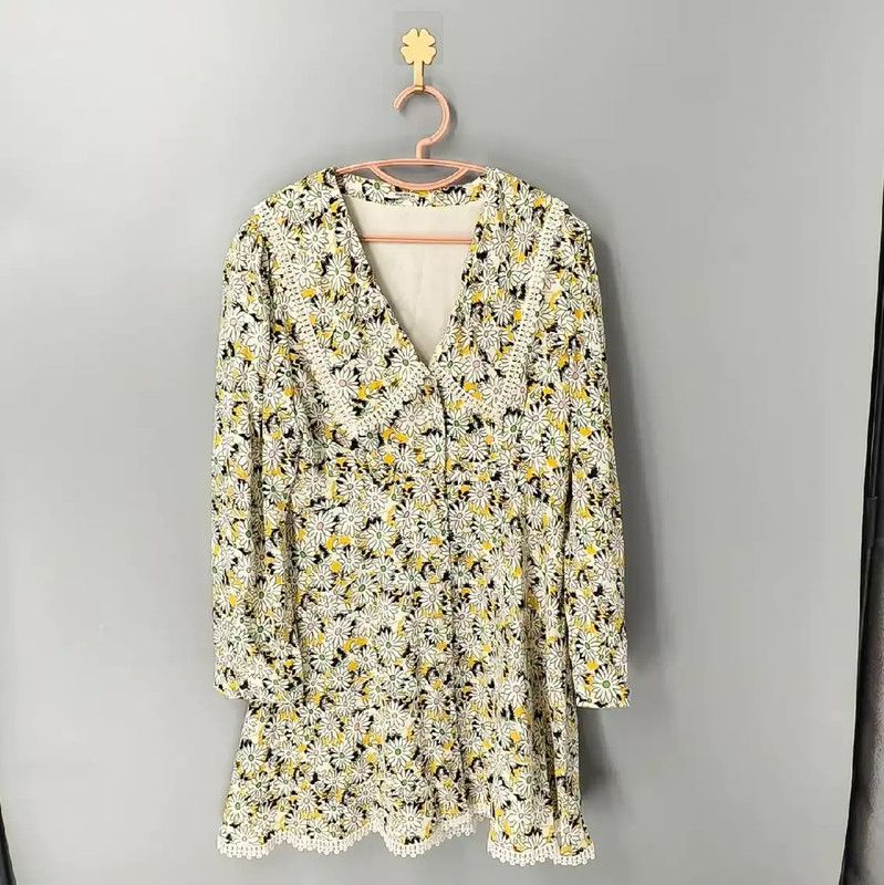 Miu Miu Miu Miu Floral Print Long Sleeve Dress 0089 Size L / US 10 / IT 46 - 1 Thumbnail