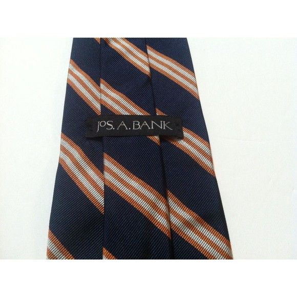 Jos. A. Bank JOS.A.BANK MENS NAVY 100%SILK STRIPED TIE WIDTH:3 7/8" Size ONE SIZE - 3 Thumbnail