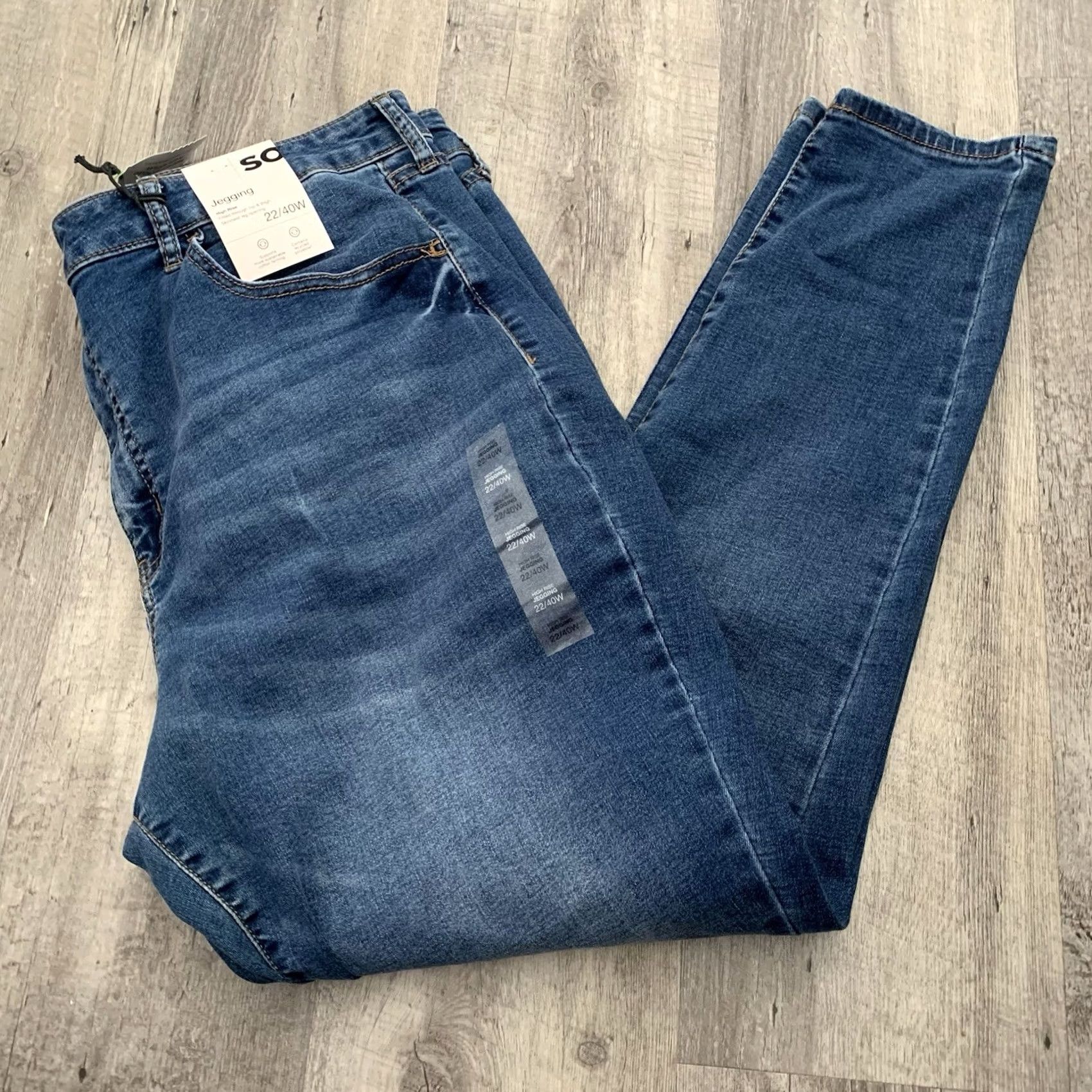 Vintage SO Jeans Womens Plus 22/40W High Rise Jegging Medium Blue Wash Stretch NEW Size 27" / US 4 / IT 40 - 5 Thumbnail