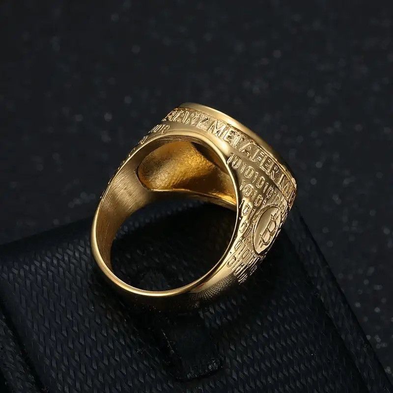 Vintage Stainless Steel Titanium Hip Hop Bling Iced Out Bitcoin Size ONE SIZE - 4 Thumbnail