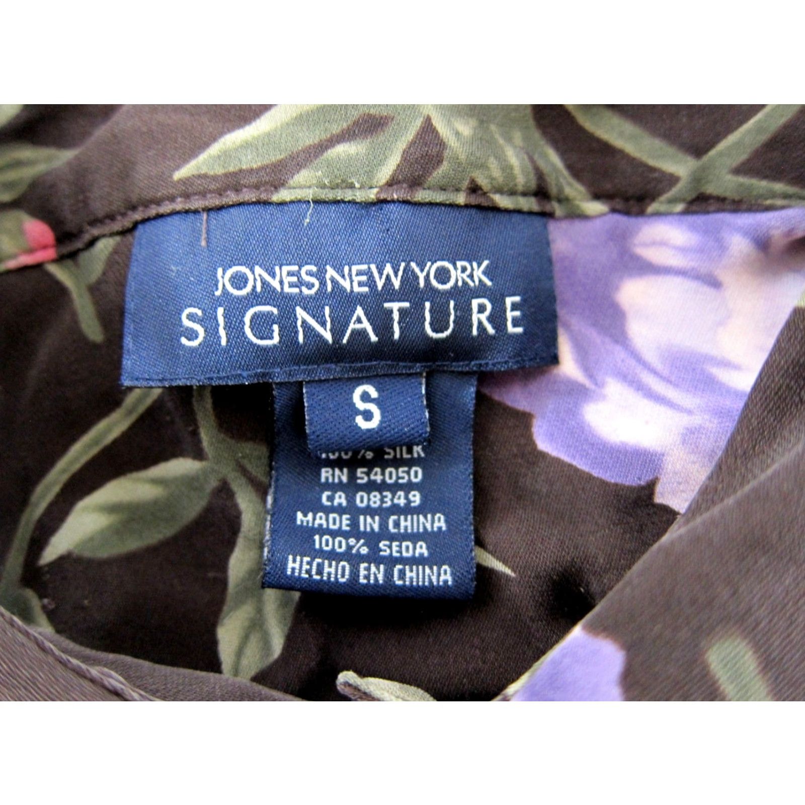 Jones New York VINTAGE Jones New York Signature 100% Silk Brown Pink Purple Floral Long Sleeve Blouse S Size S / US 4 / IT 40 - 3 Thumbnail