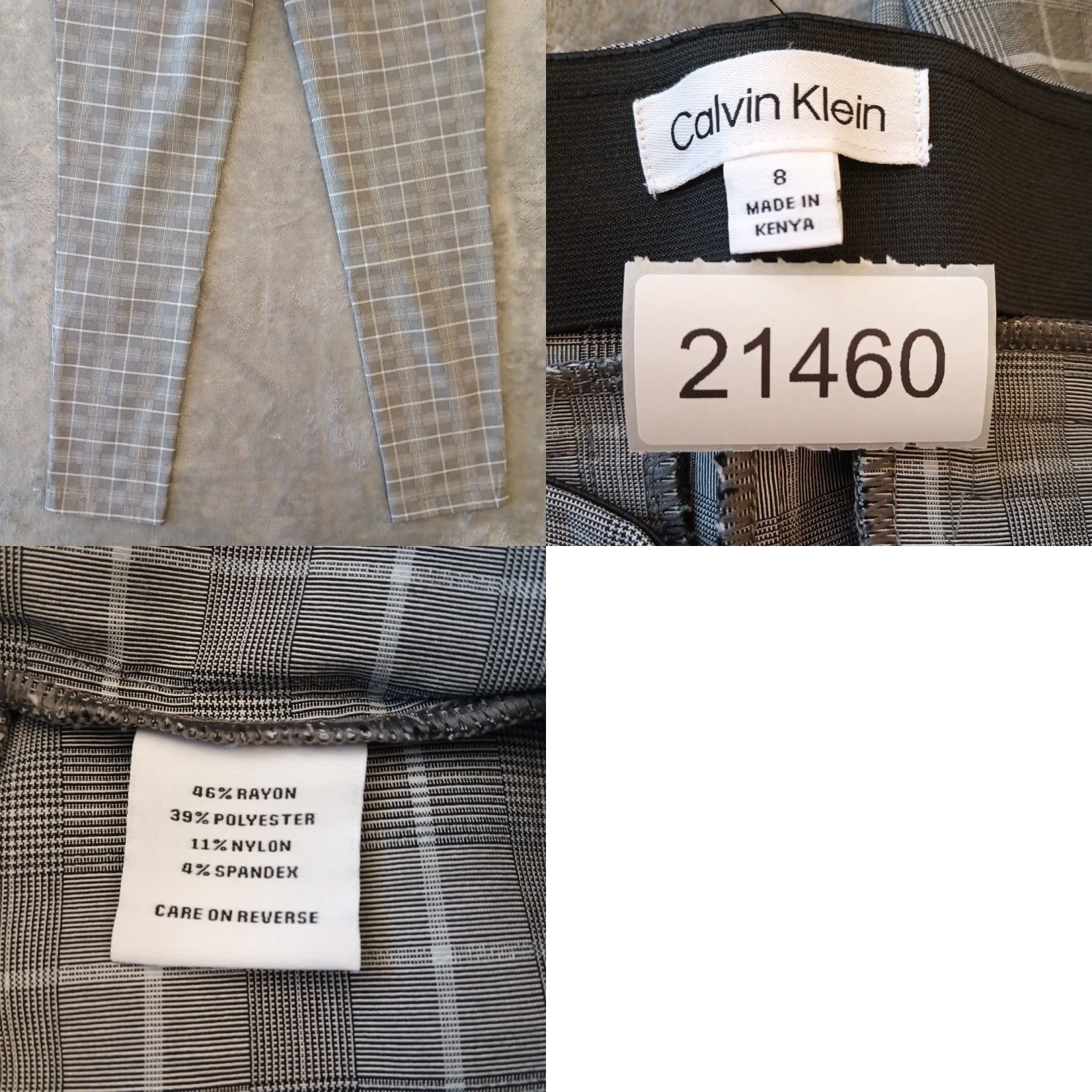 Calvin Klein Calvin Klein Ankle Pants Womens Size 8 Gray Plaid Skinny Stretch Pull On 28x28 Size 30" / US 8 / IT 44 - 8 Thumbnail
