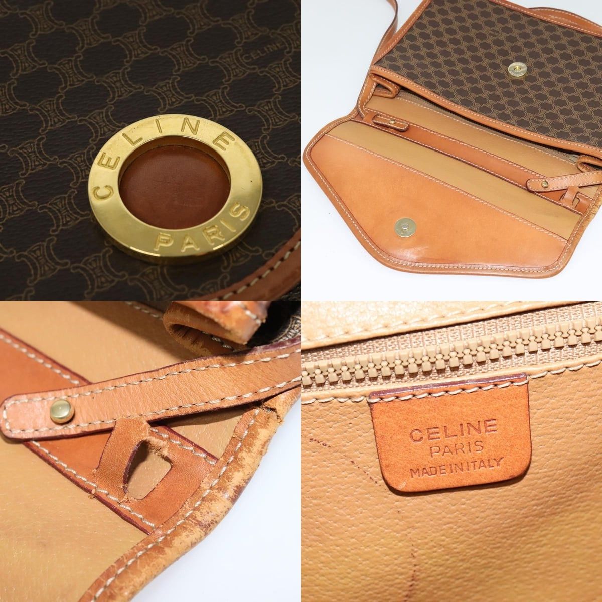 Celine CELINE Macadam Canvas Shoulder Bag Pvc Leather Brown Gold Size ONE SIZE - 11 Thumbnail