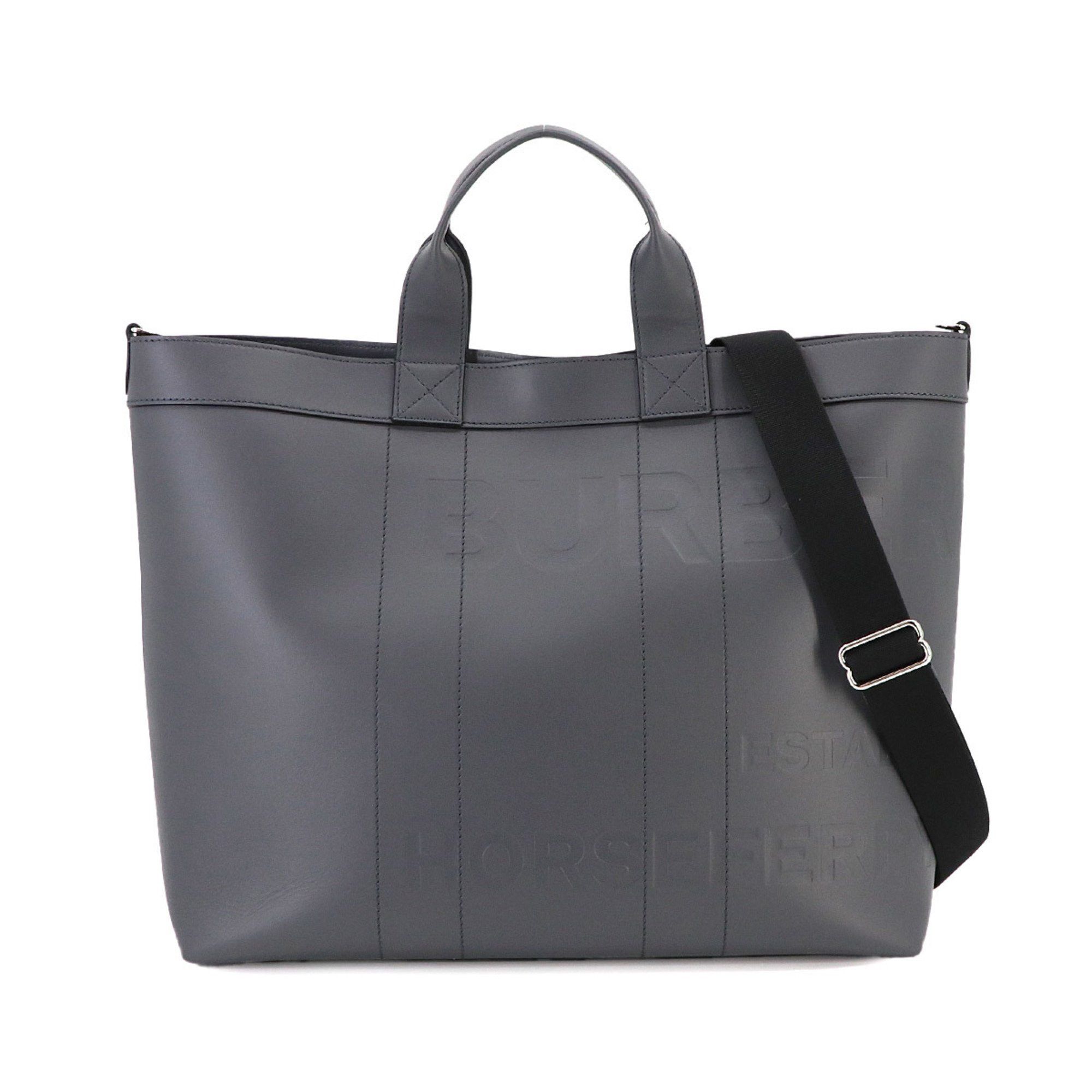 image of Burberry 2Way Tote Shoulder Bag Leather Grey 8058237 Silver Hardware, Women's