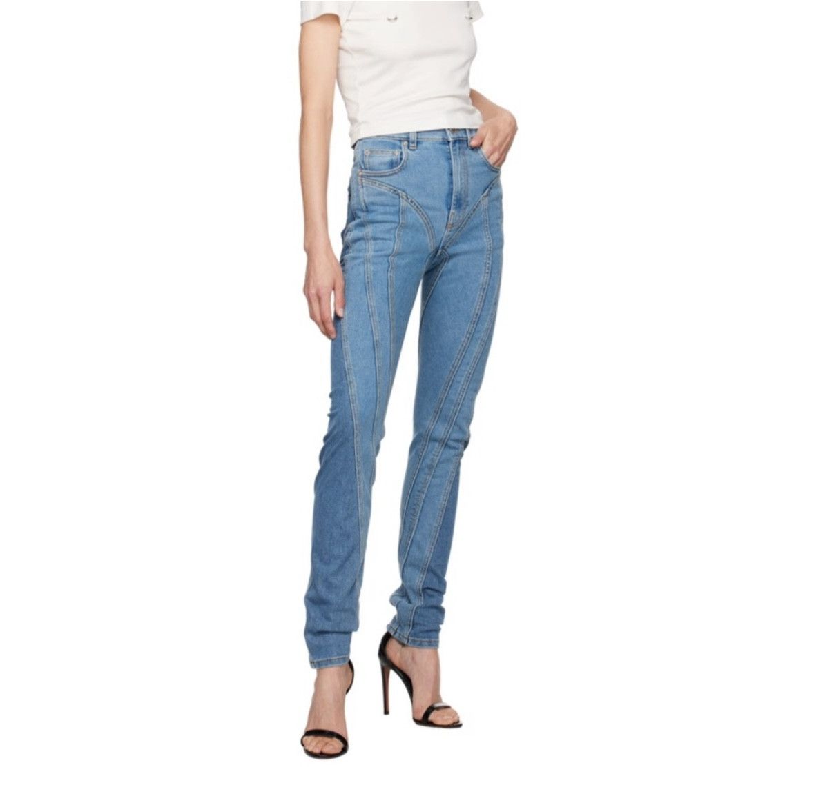 Mugler Mugler Bi Color Spiral Jeans Size 24" / US 00 / IT 34 - 1 Thumbnail