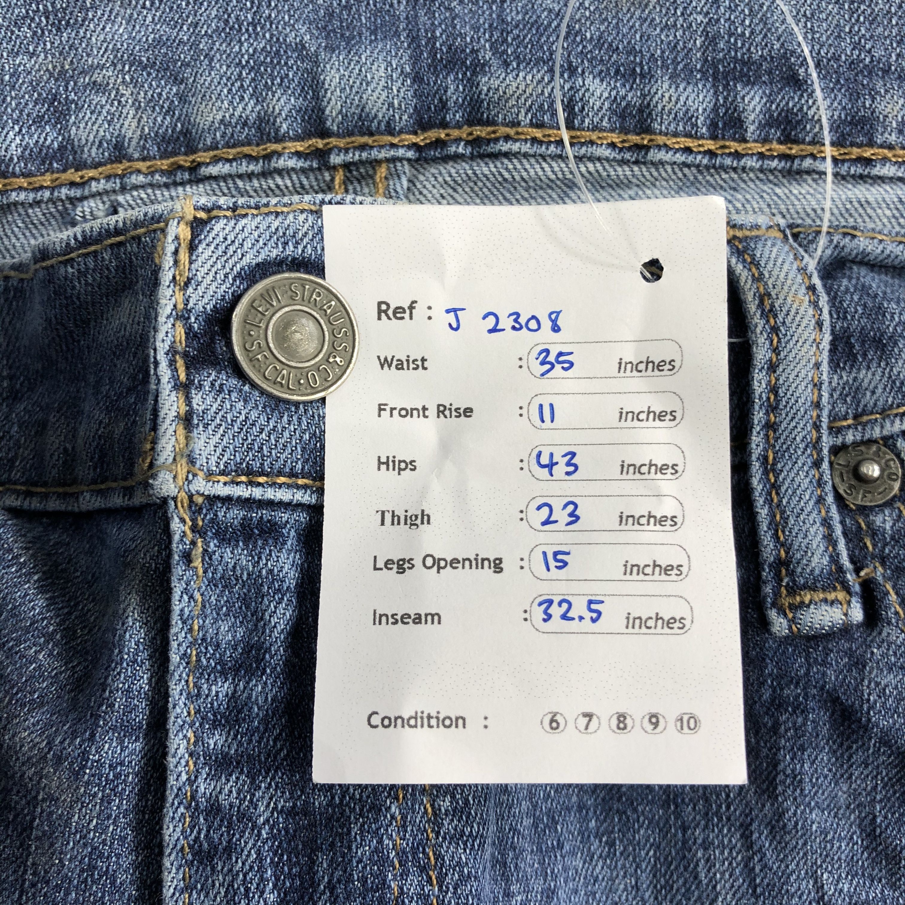 Levi's Vintage Blue Wash Levis 514 Jeans-J2308 Size US 35 - 17 Thumbnail