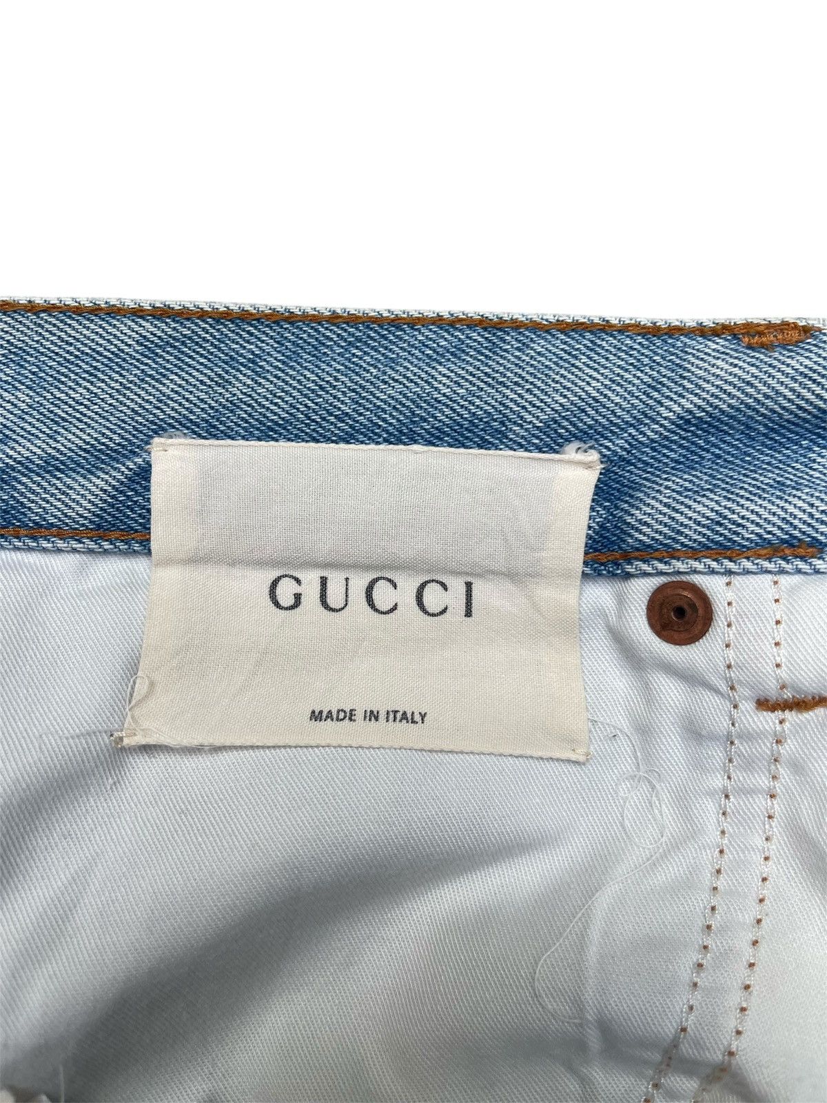 Gucci Vintage Gucci Web Stripe Cuff Denim Jeans Distressed Size US 32 / EU 48 - 3 Thumbnail