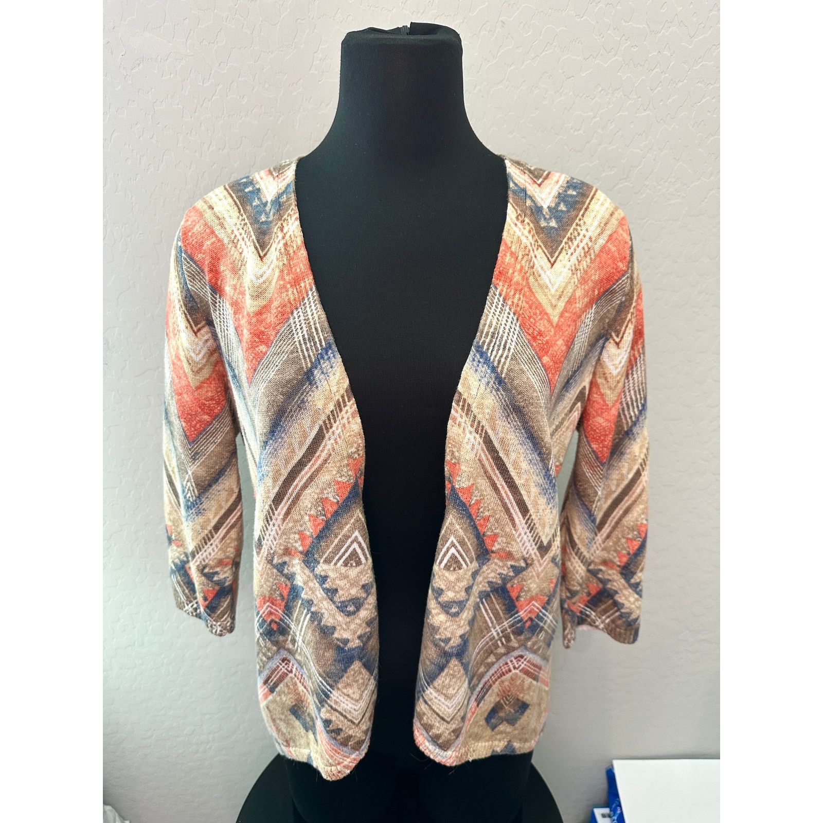 Chicos CHICOS Aztec Print Chevron Boho Open Front Cardigan Size M / US 6-8 / IT 42-44 - 2 Thumbnail