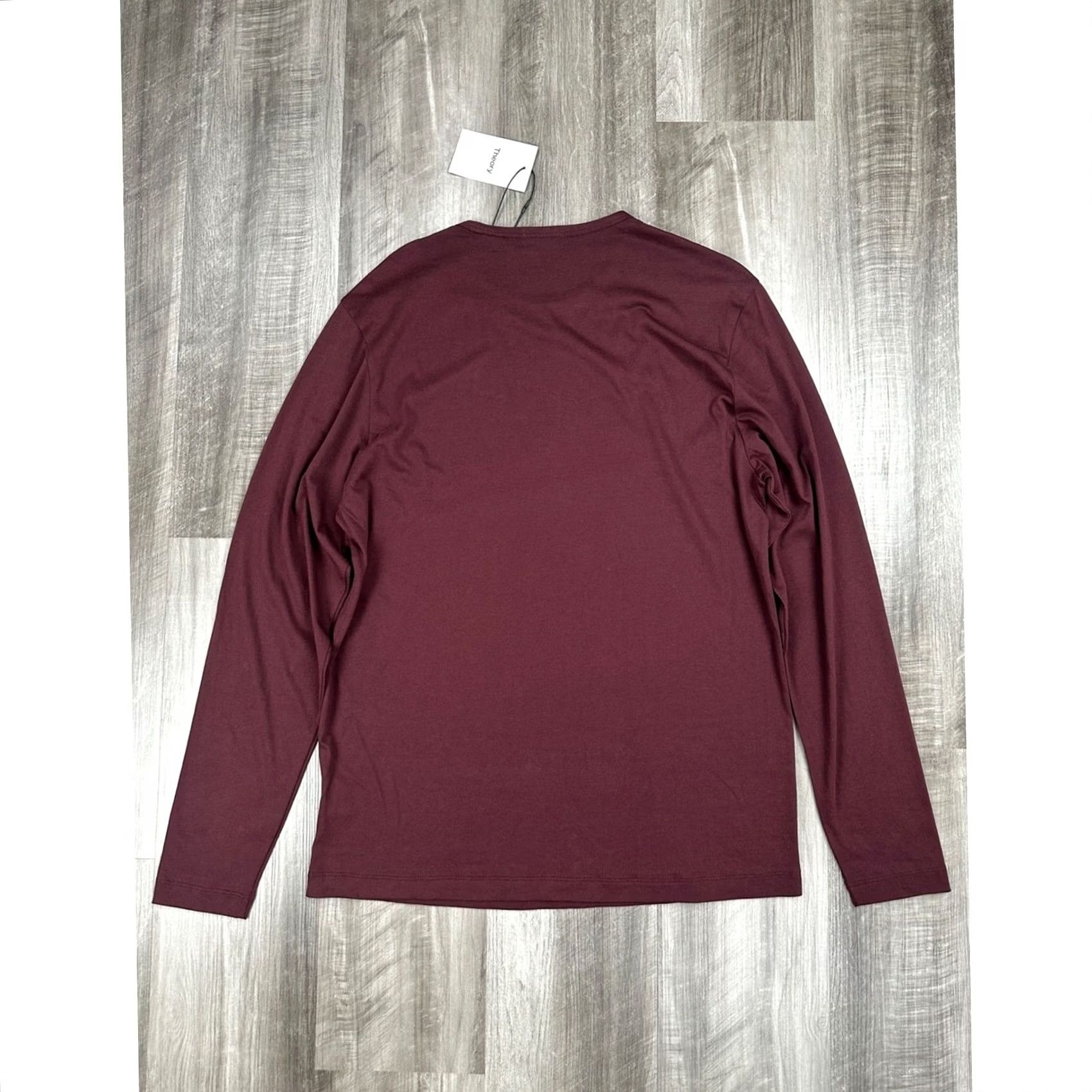 Theory Theory Luxe Cotton Jersey Precise Long Sleeve Tee - Medium Men Red Size US M / EU 48-50 / 2 - 2 Thumbnail