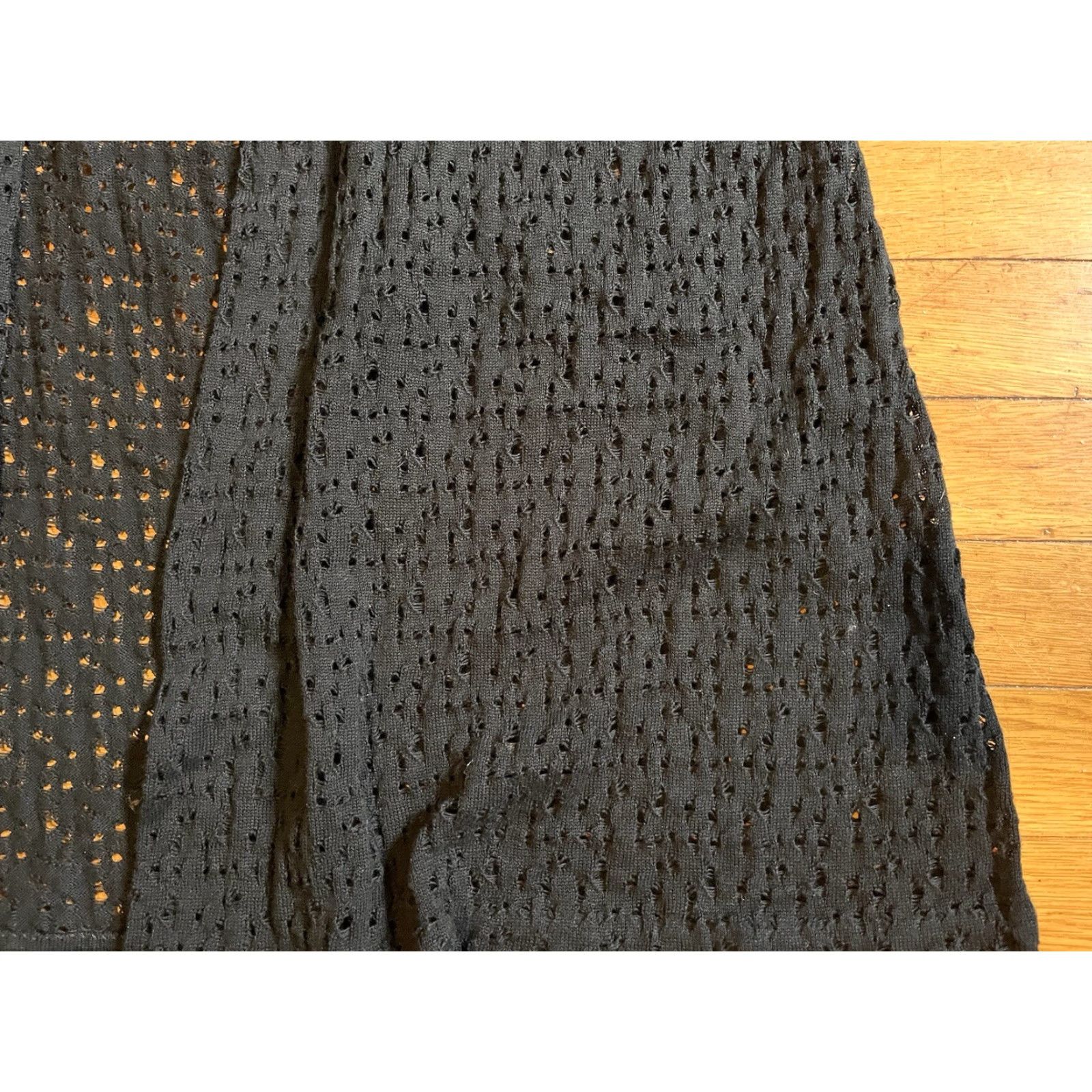 Vintage VINTAGE Chico’s Crochet Long Sweater Cardigan Women’s XL Black Open-Knit Short Sleeve Round Neck 100% Cotton Size XL / US 12-14 / IT 48-50 - 3 Thumbnail