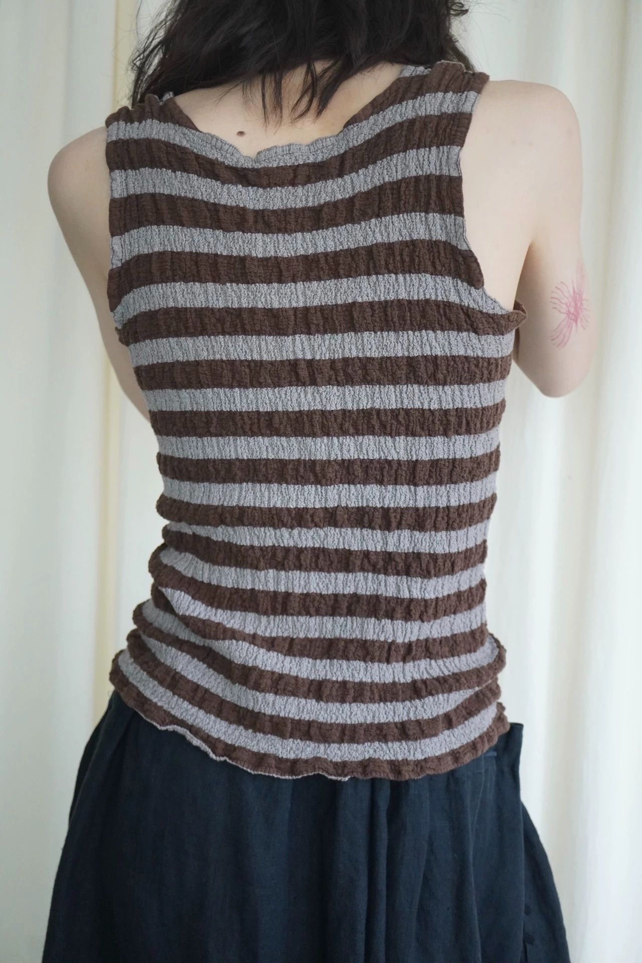 Issey Miyake Issey Miyake me 2000s Pleated Gray-Brown Striped Vest Size ONE SIZE - 9 Thumbnail