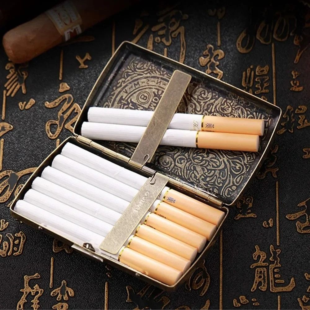 Other Cigarette Box Storage Case Portable Retro Bronze Gift Size ONE SIZE - 5 Thumbnail