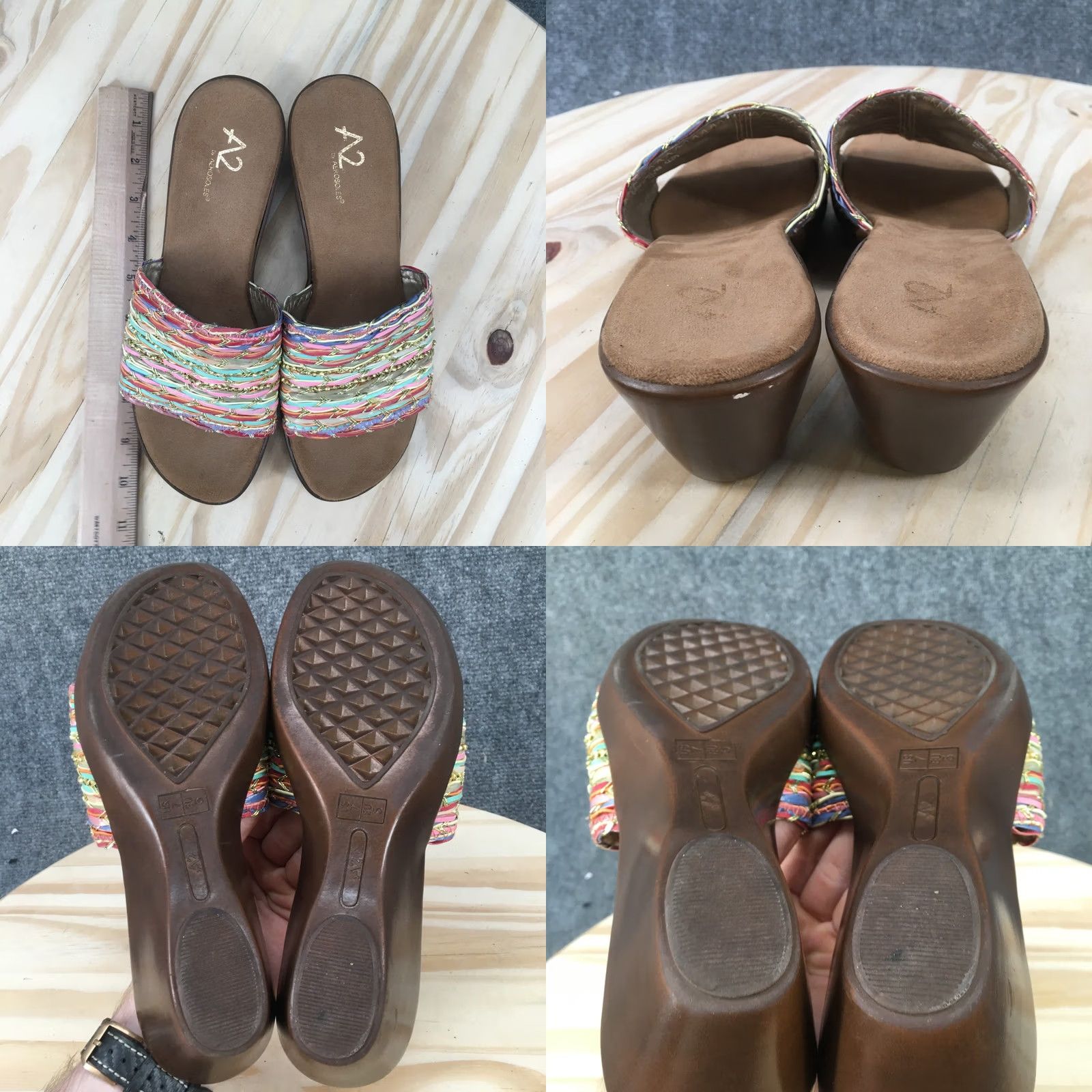 Vintage Aerosoles Say Yes Sandals Womens 7 Slip On Woven Slide Brown Size US 7 / IT 37 - 8 Thumbnail