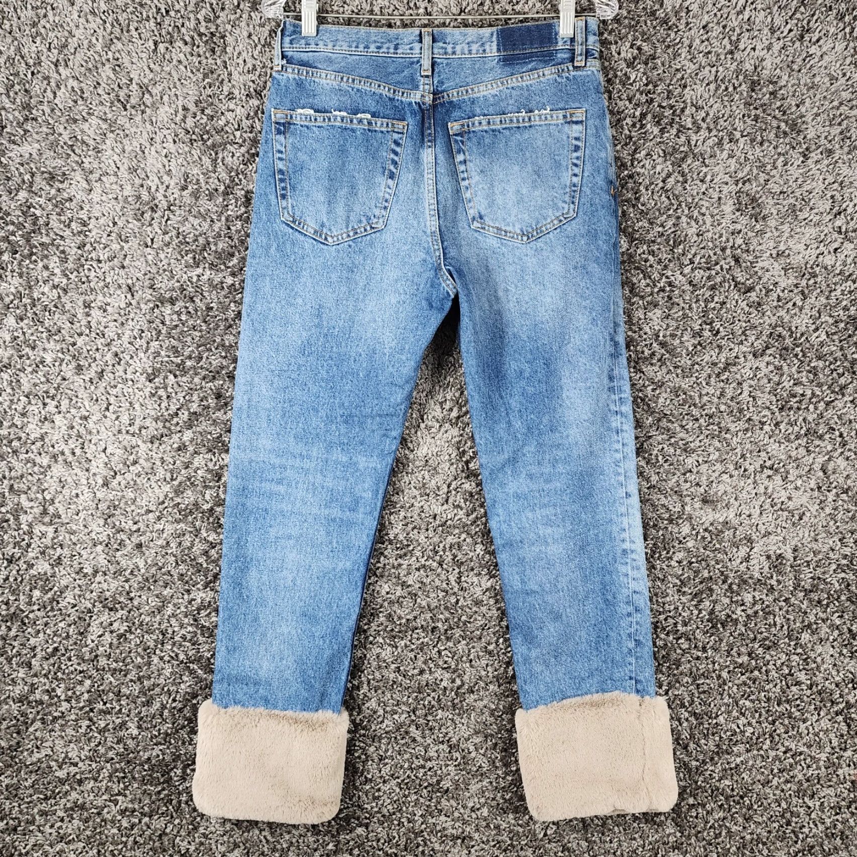 Zara ZARA Distressed Straight Leg Jeans Women Size 6 Blue Size 28" / US 6 / IT 42 - 7 Thumbnail