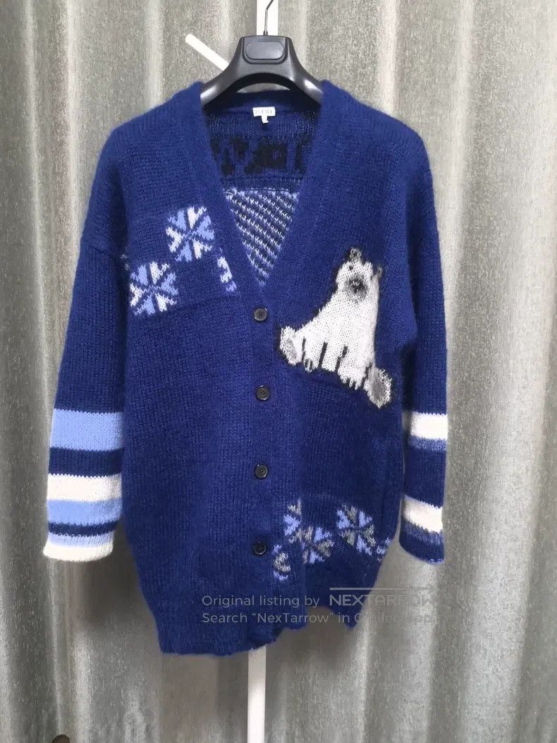 Loewe Loewe Blue Polar Bear Mohair Cardigan Size S / US 4 / IT 40 - 1 Thumbnail