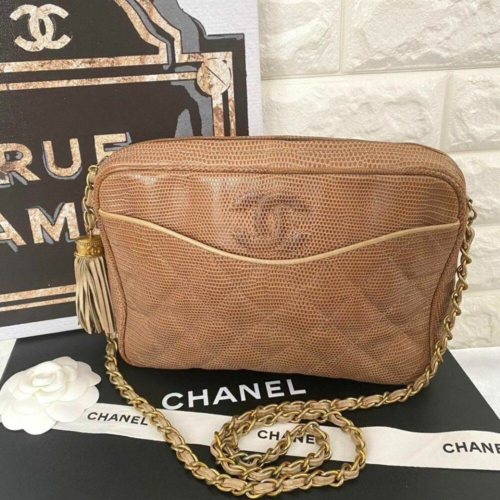 Chanel Vintage Chanel Tan Lizard Camera Bag Chain Strap and Tassel Size ONE SIZE - 1 Thumbnail