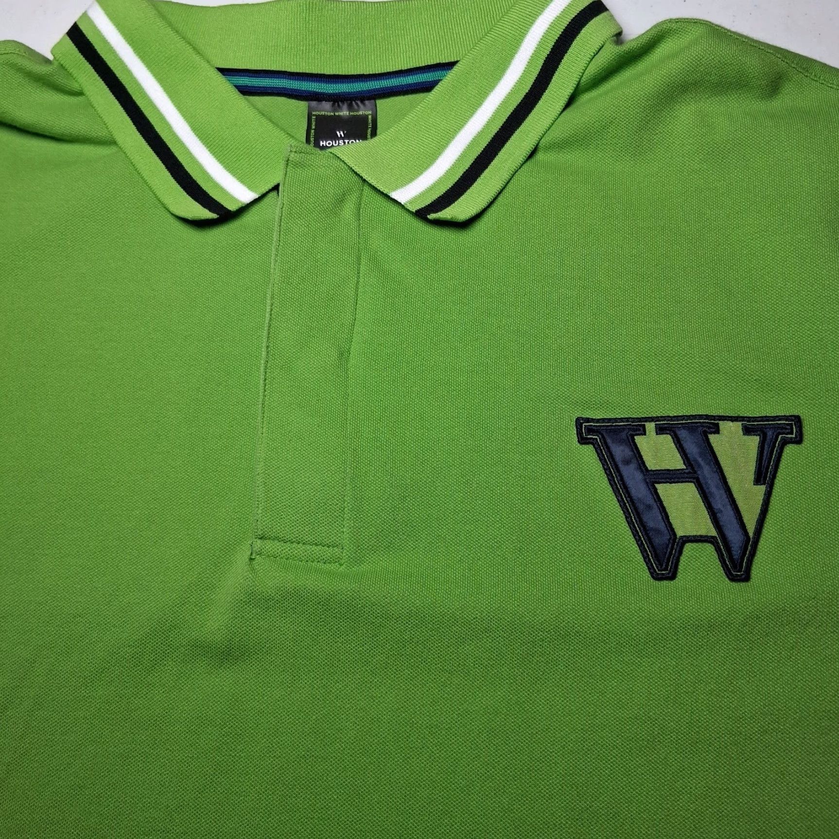 Vintage Houston White Polo Shirt Men 2XL Lime Green Woven W Sporty Golf Preppy Shirt Size US XXL / EU 58 / 5 - 2 Thumbnail