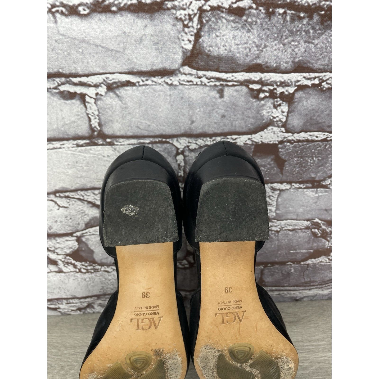 AGLINI AGL Attilio Giusti Leombruni Black Leather Pointed Strap Hee Size US 8.5 / IT 38.5 - 21 Thumbnail