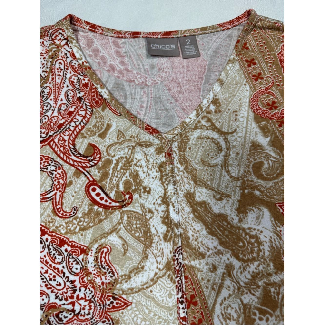 Chicos Chico's Paisley V-Neck Long-Sleeve Tunic Top Size 2 US L Size L / US 10 / IT 46 - 5 Thumbnail