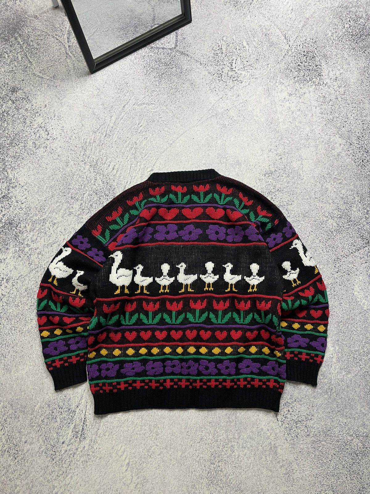 Vintage Vintage All Over Pattern “Ducks & Flowers” Knit Sweater Size US S / EU 44-46 / 1 - 5 Thumbnail