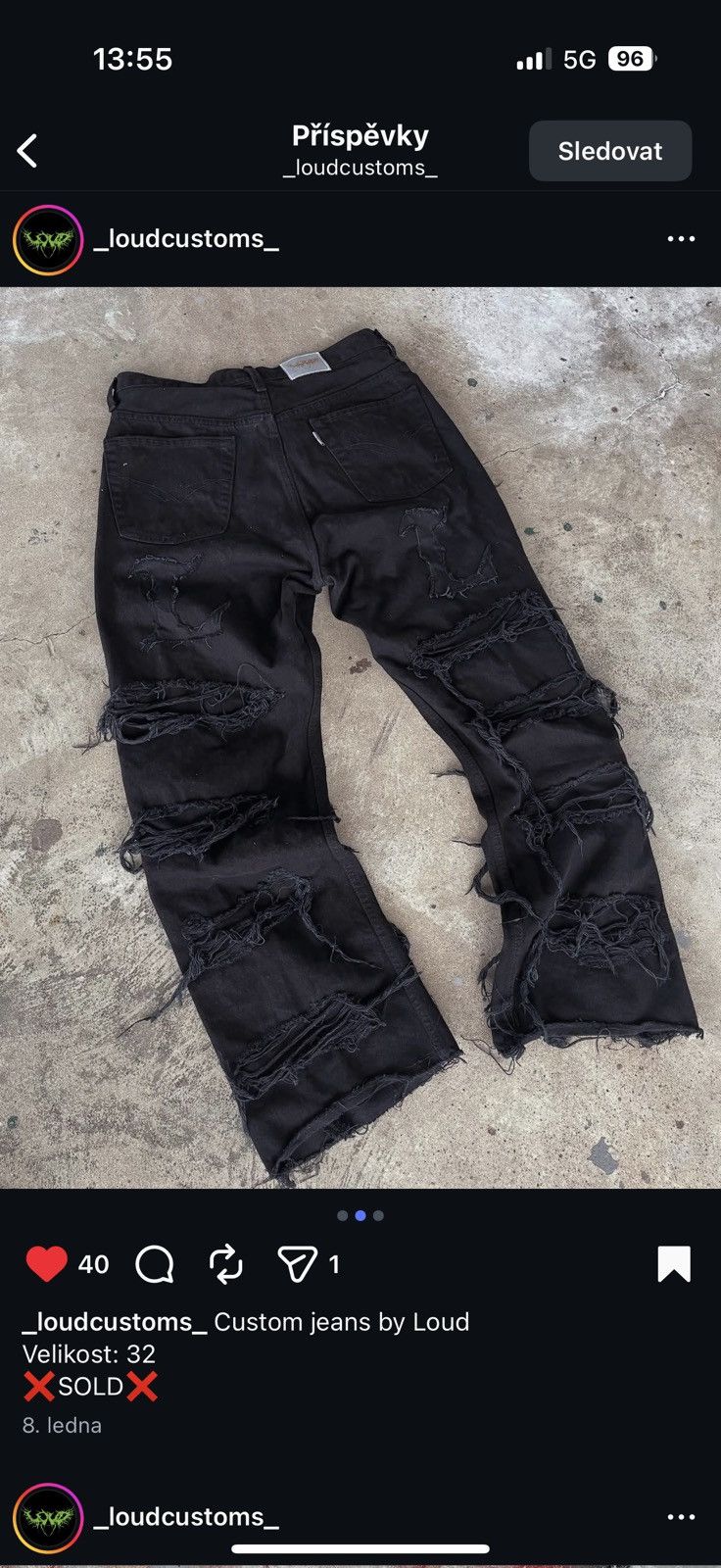 Other Loud custom black distressed jeans Size US 32 / EU 48 - 2 Thumbnail