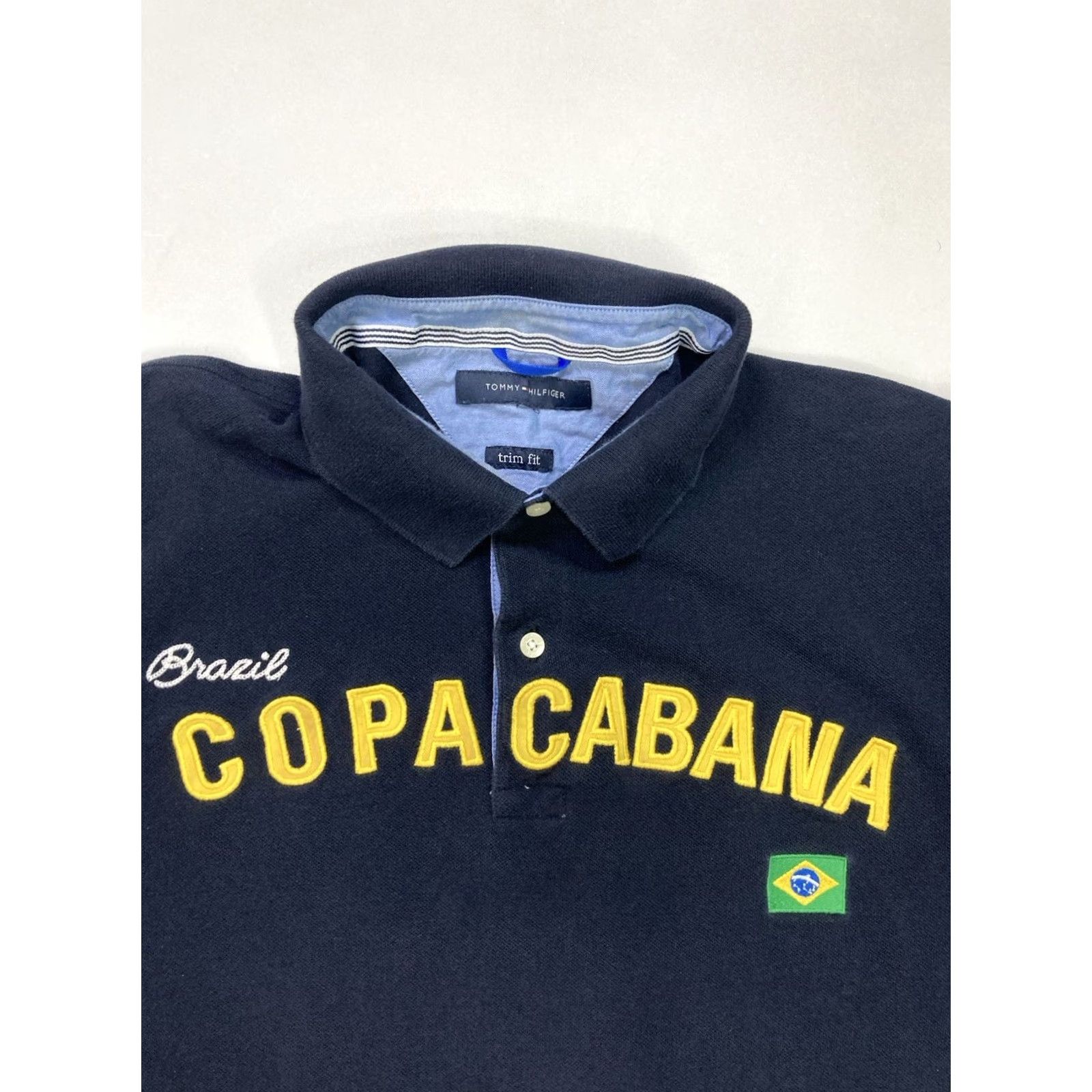 Tommy Hilfiger VINTAGE Tommy Hilfiger Copa Cabana Brazil Rugby Polo Shirt Men Large Navy Blue Size US L / EU 52-54 / 3 - 2 Thumbnail