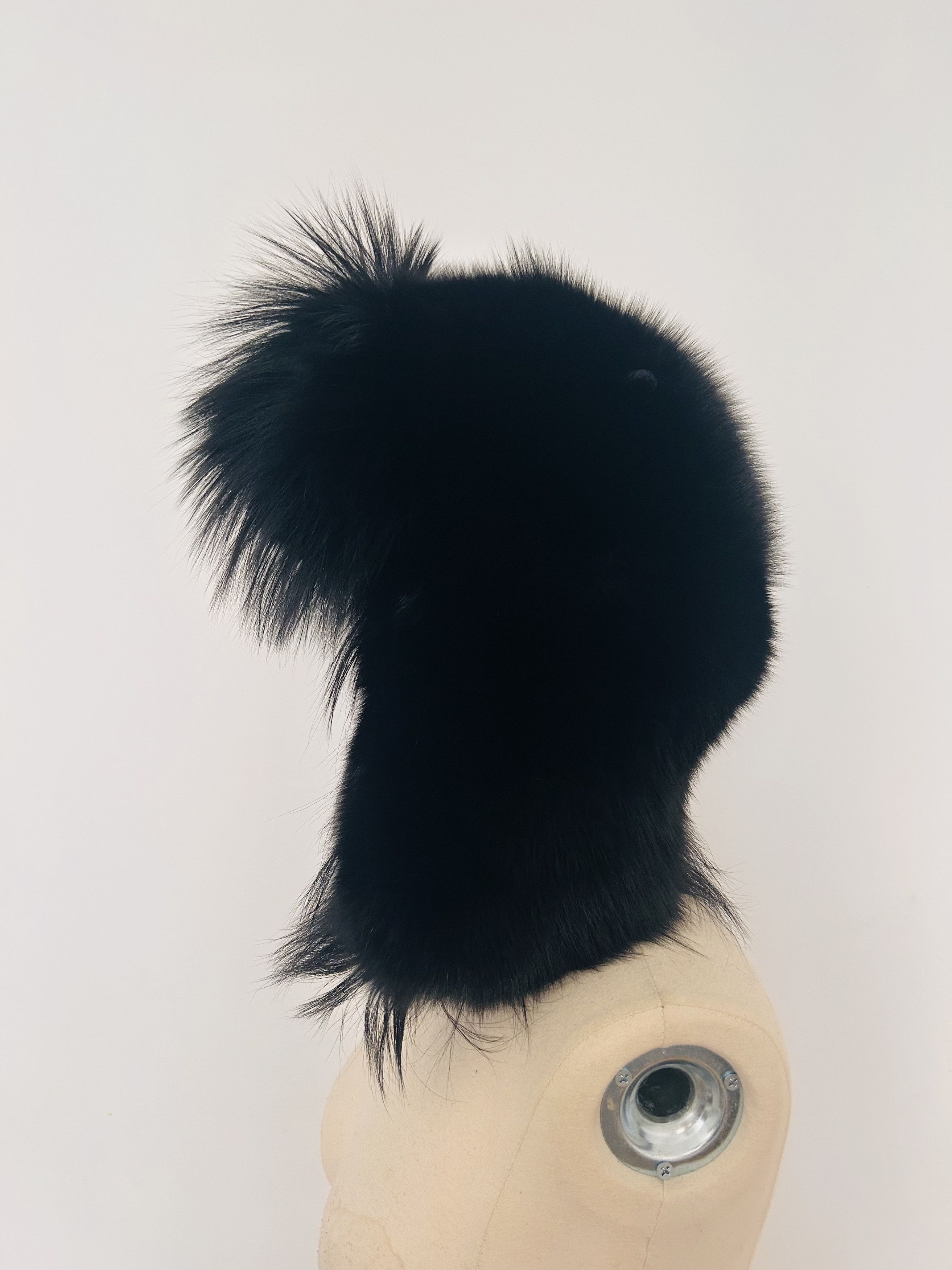 Saint Laurent Paris FW'18 Chapka Trapper Hat in Black Fox Fur Size ONE SIZE - 4 Thumbnail