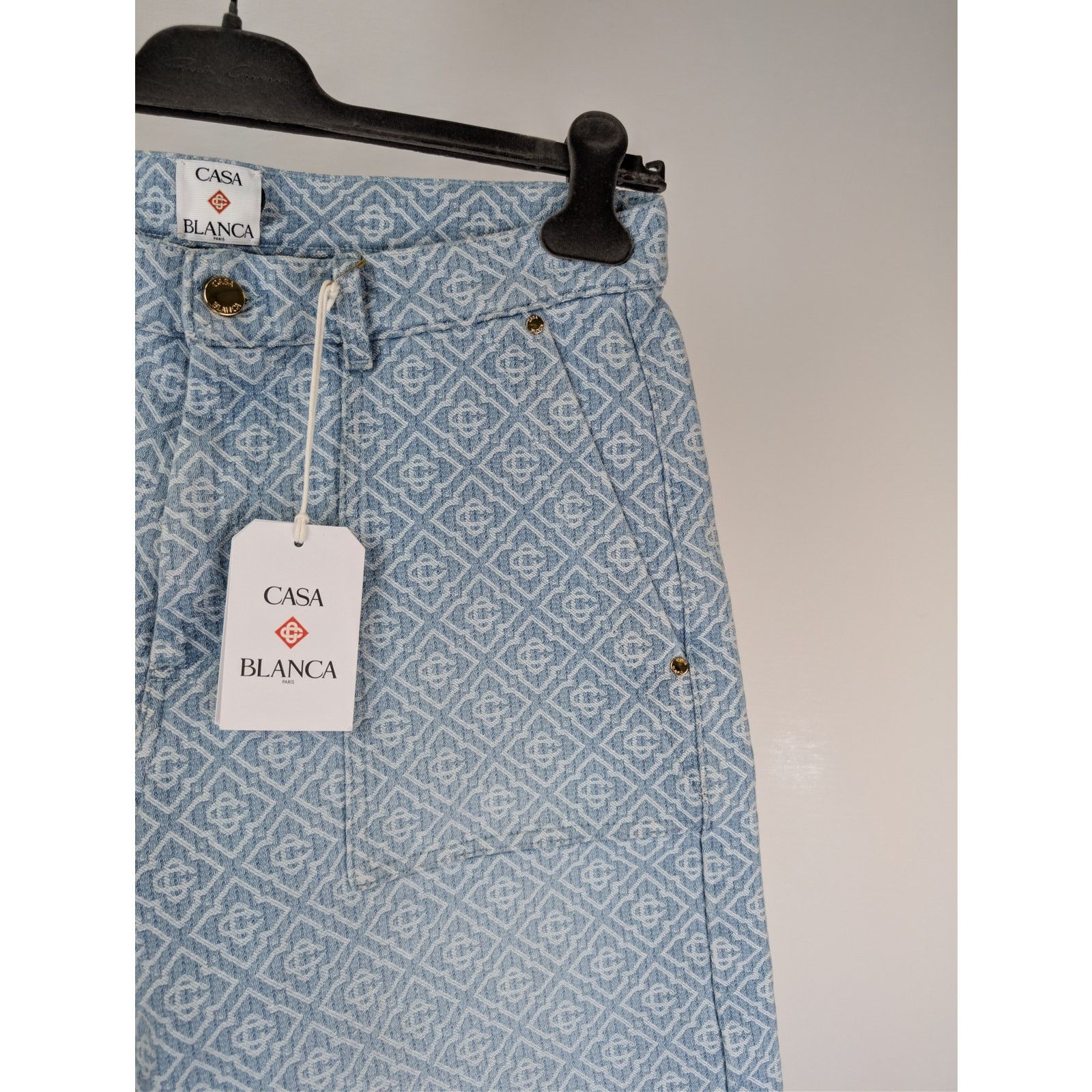 Casablanca o1rshd1 Denim Relaxed Monogram Denim Shorts in Washed Blue Size US 34 / EU 50 - 5 Thumbnail