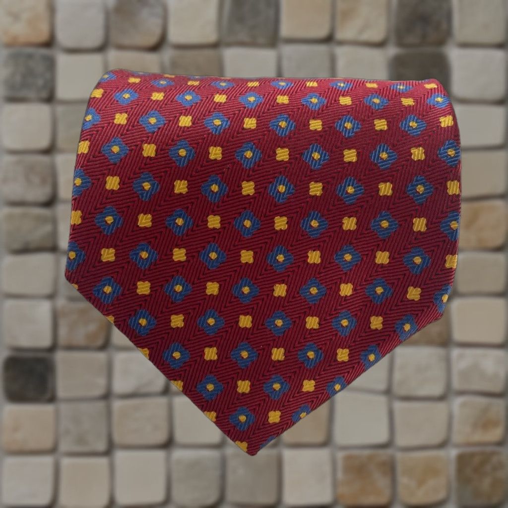 Giorgio Armani VINTAGE Giorgio Armani Classico Silk Tie 58.25" 3.75" Wide Handmade in Italy Red Floral Logo Men Tie Size ONE SIZE - 1 Thumbnail
