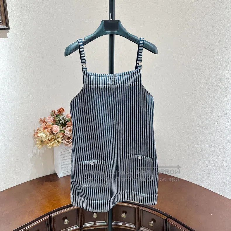 Chanel Chanel Metal micro-label striped suspender skirt Size XS / US 0-2 / IT 36-38 - 1 Thumbnail