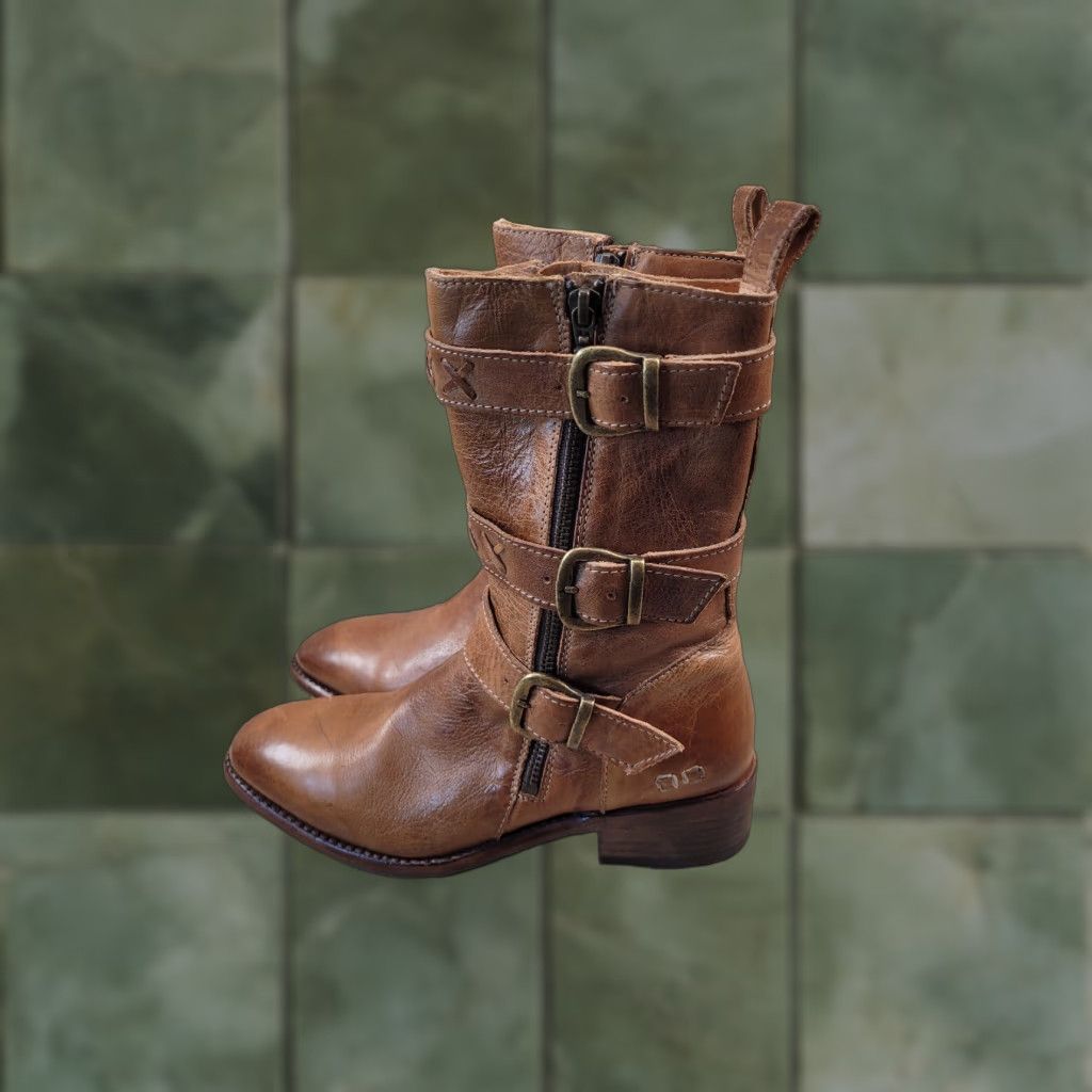 Bed Stu Blanchett Boot Womens Brown Leather Size 7.5 Casual Moto Style