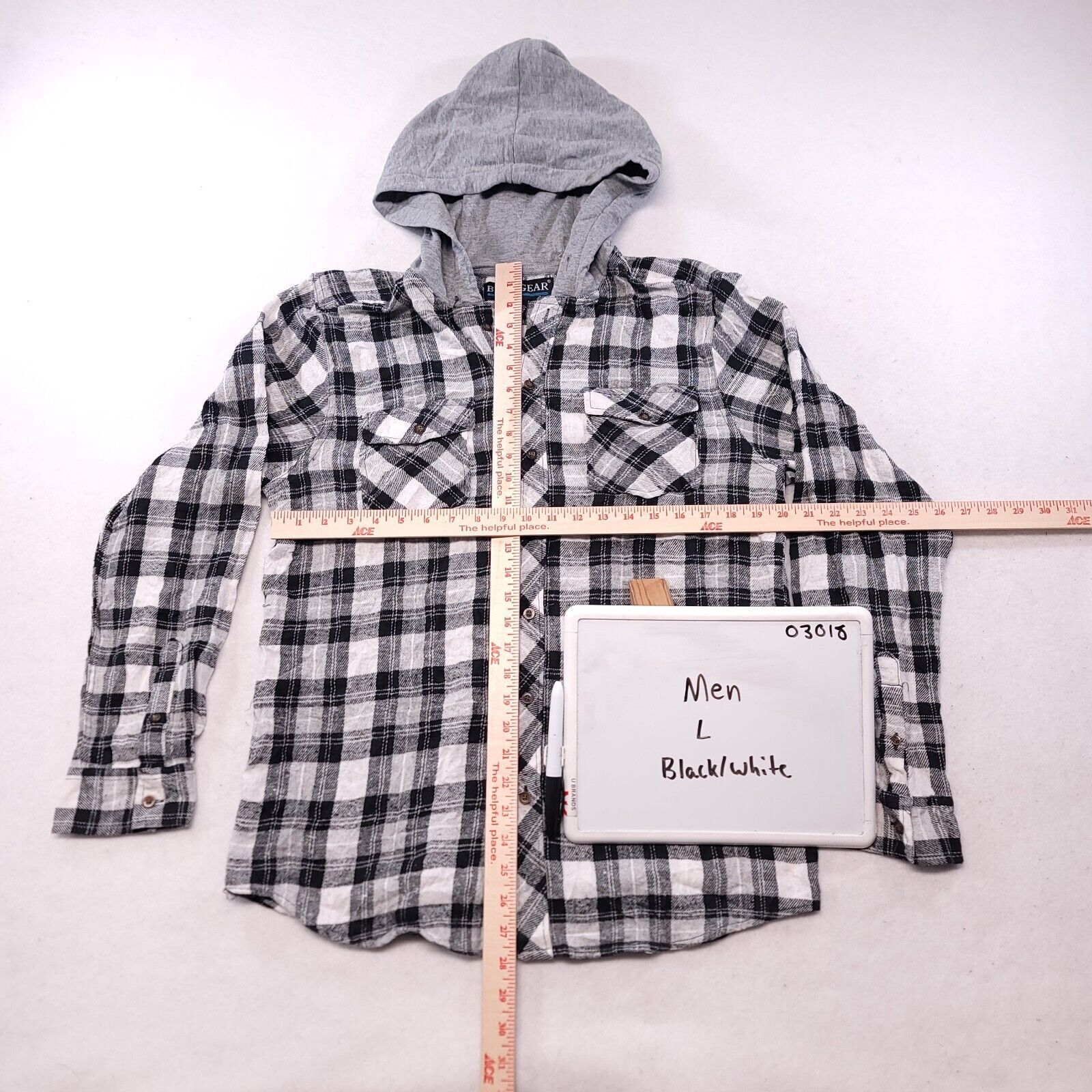 Blue Gear Blue Gear Long Sleeve Hoodie Mens Size Large L Black Plaid Size US L / EU 52-54 / 3 - 6 Thumbnail