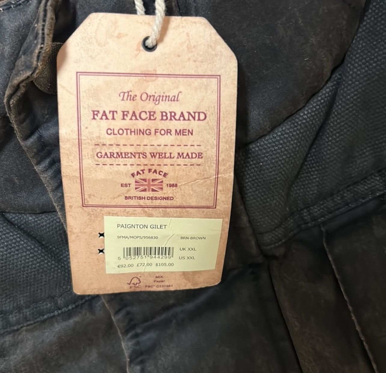 FatFace Denim Fleece Lined FatFace UK Paignton Gilet Brown Vest Size US XXL / EU 58 / 5 - 7 Thumbnail