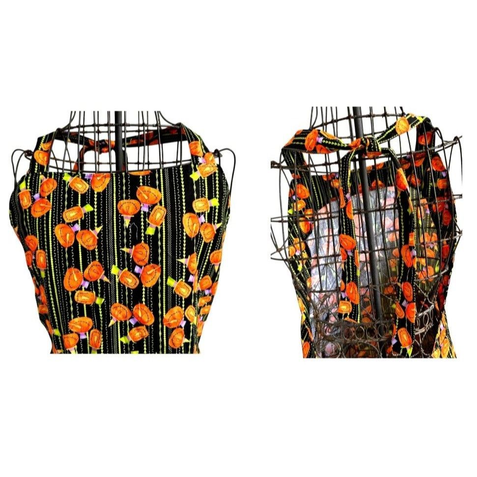Handmade Vintage Handmade Halloween Apron Jack O Lanterns Pockets Bak Size ONE SIZE - 2 Thumbnail