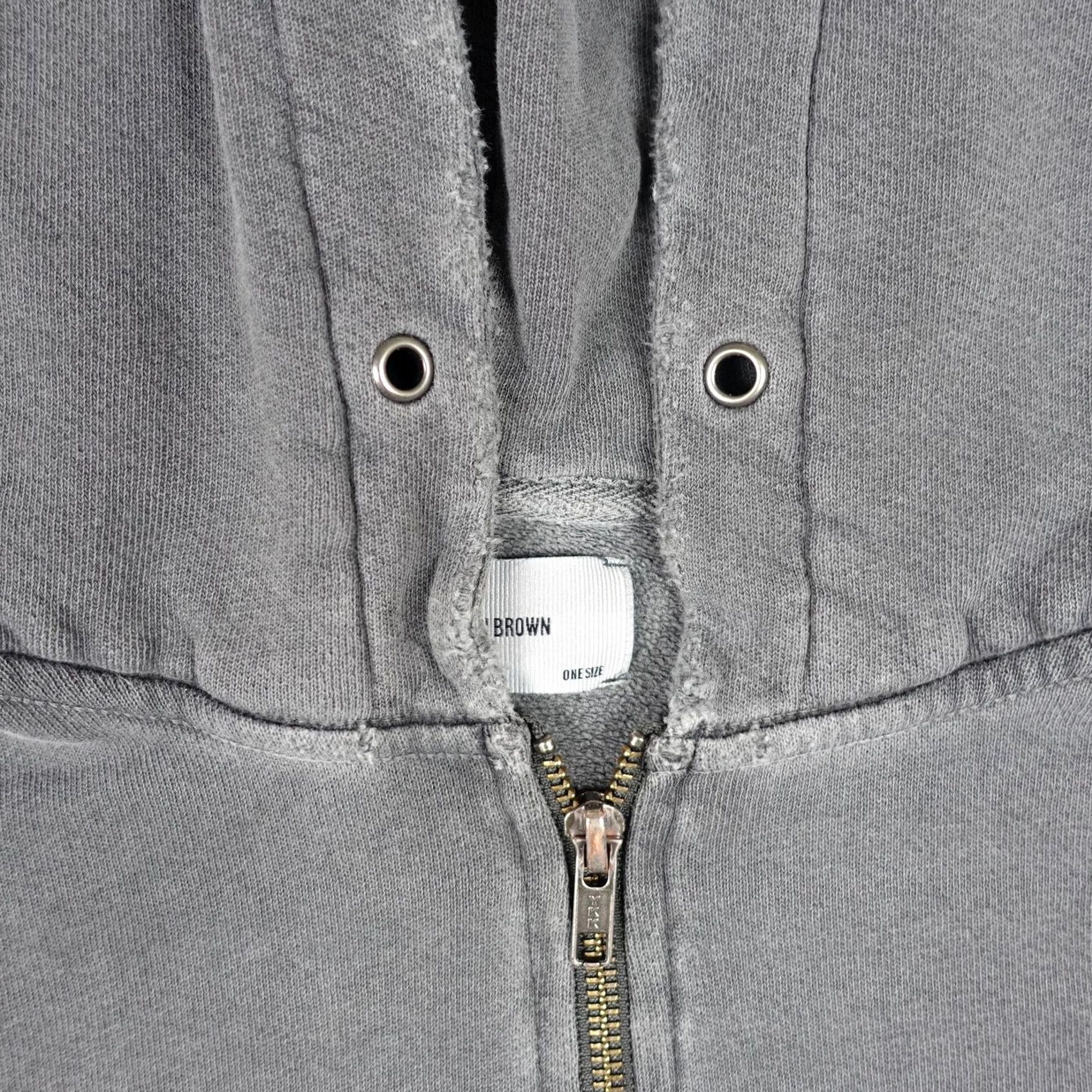 Vintage Joah Brown Hoodie Womens One Size Gray Full Zip Cotton Thrashed Grungy Casual Size ONE SIZE - 3 Thumbnail