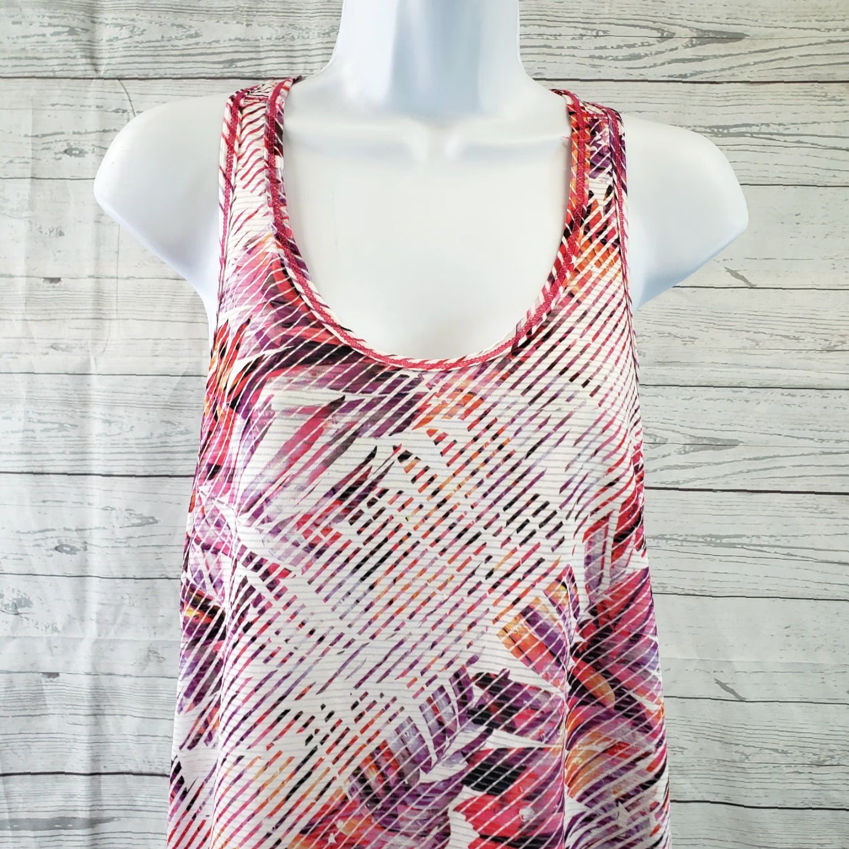 Prana Prana Womens Tank Sz S Cosmo Pink Paradise Striped Scoop Neck Activewear Shirt Womens Size ONE SIZE - 2 Thumbnail