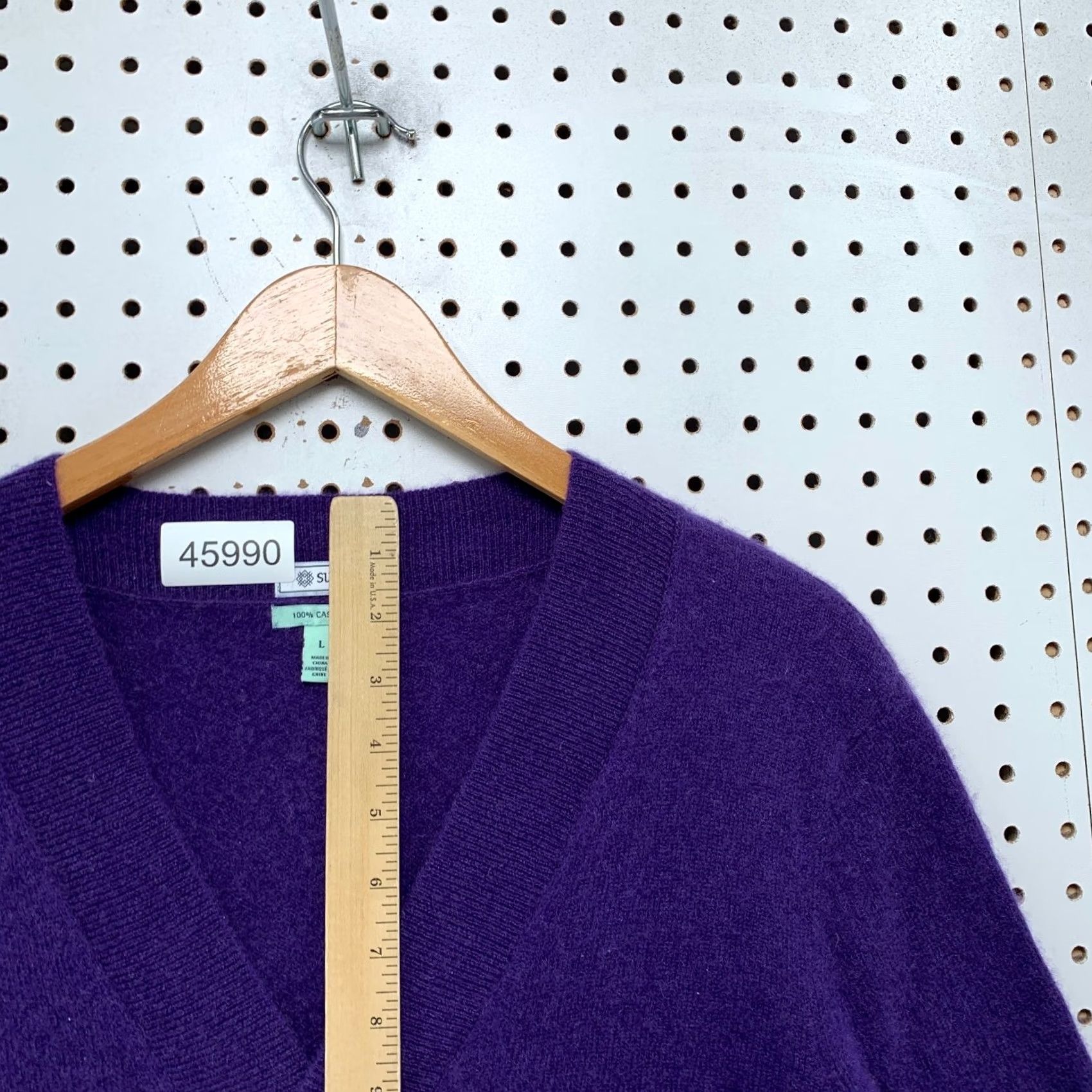 Vintage Susina 100% Cashmere Sweater Womens Large Purple V Neck 3/4 Sleeve Pullover Knit Winter Vintage Mens Womens Girls Boys Size L / US 10 / IT 46 - 6 Thumbnail