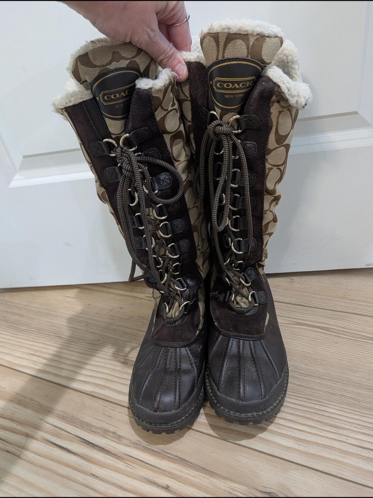 Coach Coach Brown Logo-Print Lace-Up Winter Boots Size US 9 / IT 39 - 9 Thumbnail
