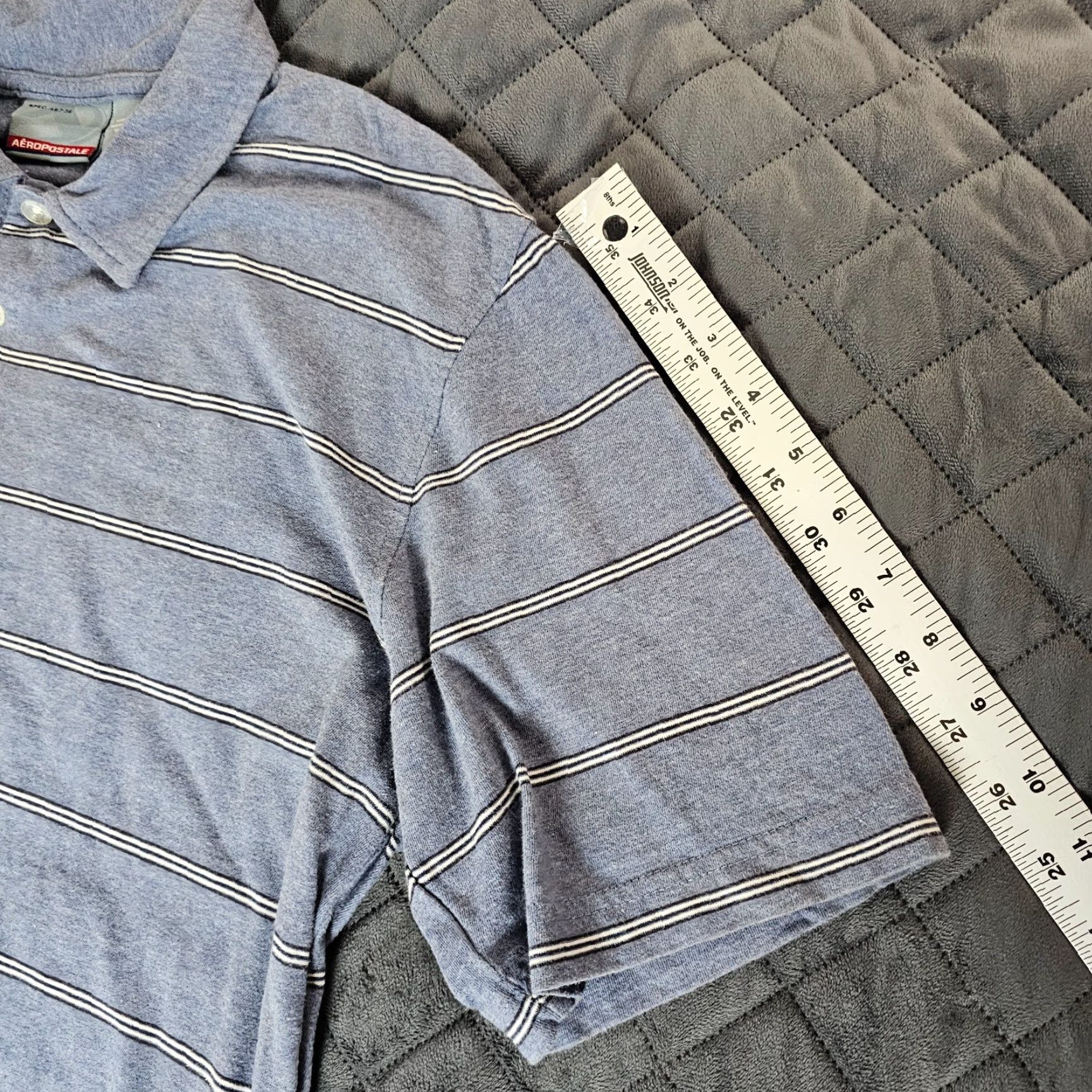 Vintage Aéropostale A87 Polo Shirt Slim Fit Short Sleeve Blue Stripe Men M Casual Shirt Size US M / EU 48-50 / 2 - 6 Thumbnail