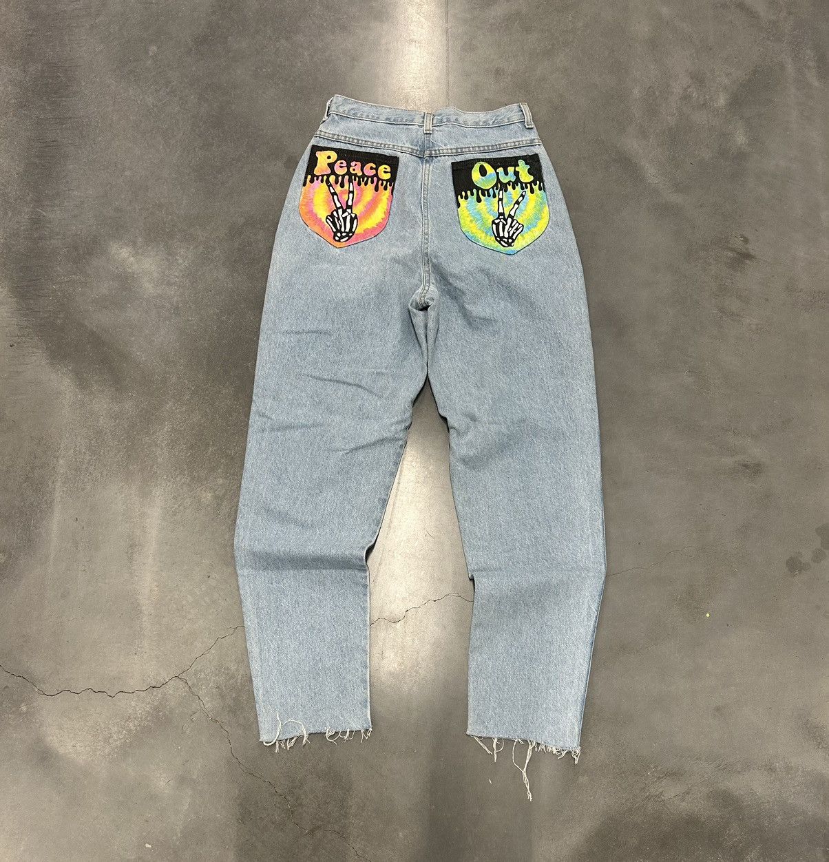 Vintage Custom Chic high waisted straight leg distressed jeans Size 32" / US 10 / IT 46 - 2 Thumbnail