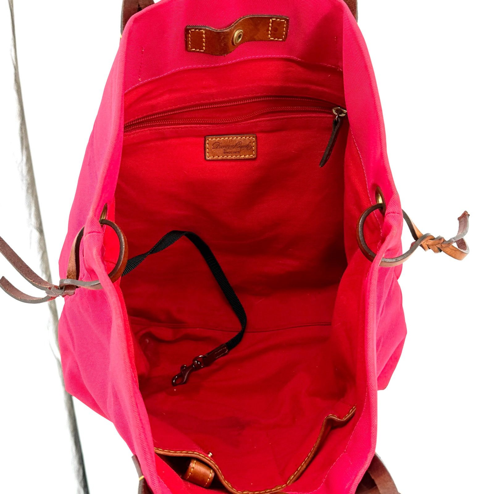 Dooney & Bourke Neon Pink Canvas Shopper Braided Leather Tote Bag Size ONE SIZE - 7 Thumbnail