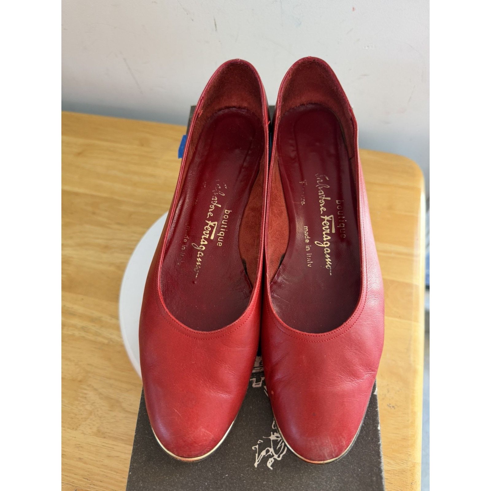 Salvatore Ferragamo Womens Vintage Salvatore Ferragamo Dia Red 7.5 AA Size US 7.5 / IT 37.5 - 4 Thumbnail