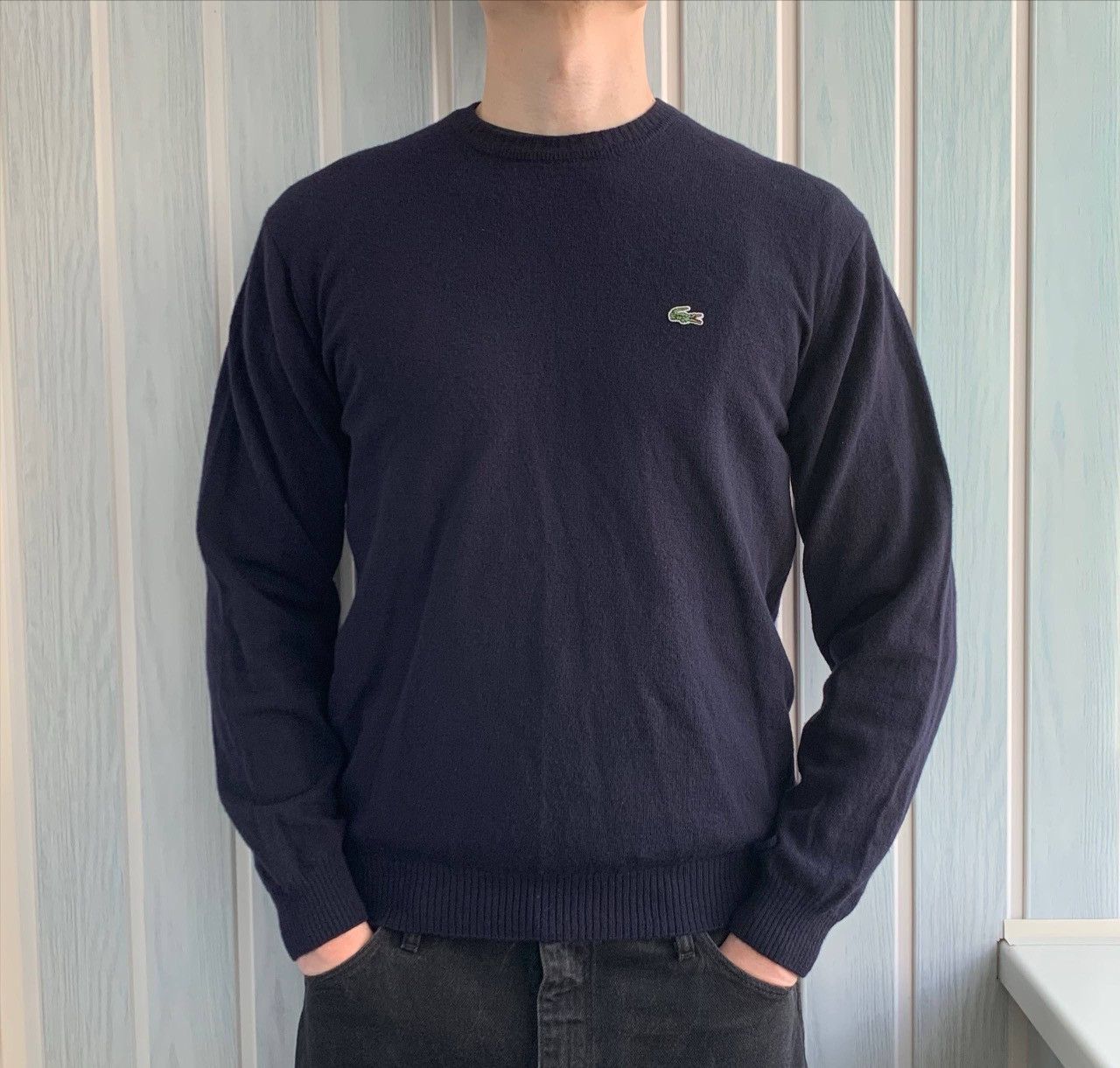 Lacoste Vintage Lacoste Men Navy Wool Knit Classic Sweater Size US M / EU 48-50 / 2 - 1 Thumbnail