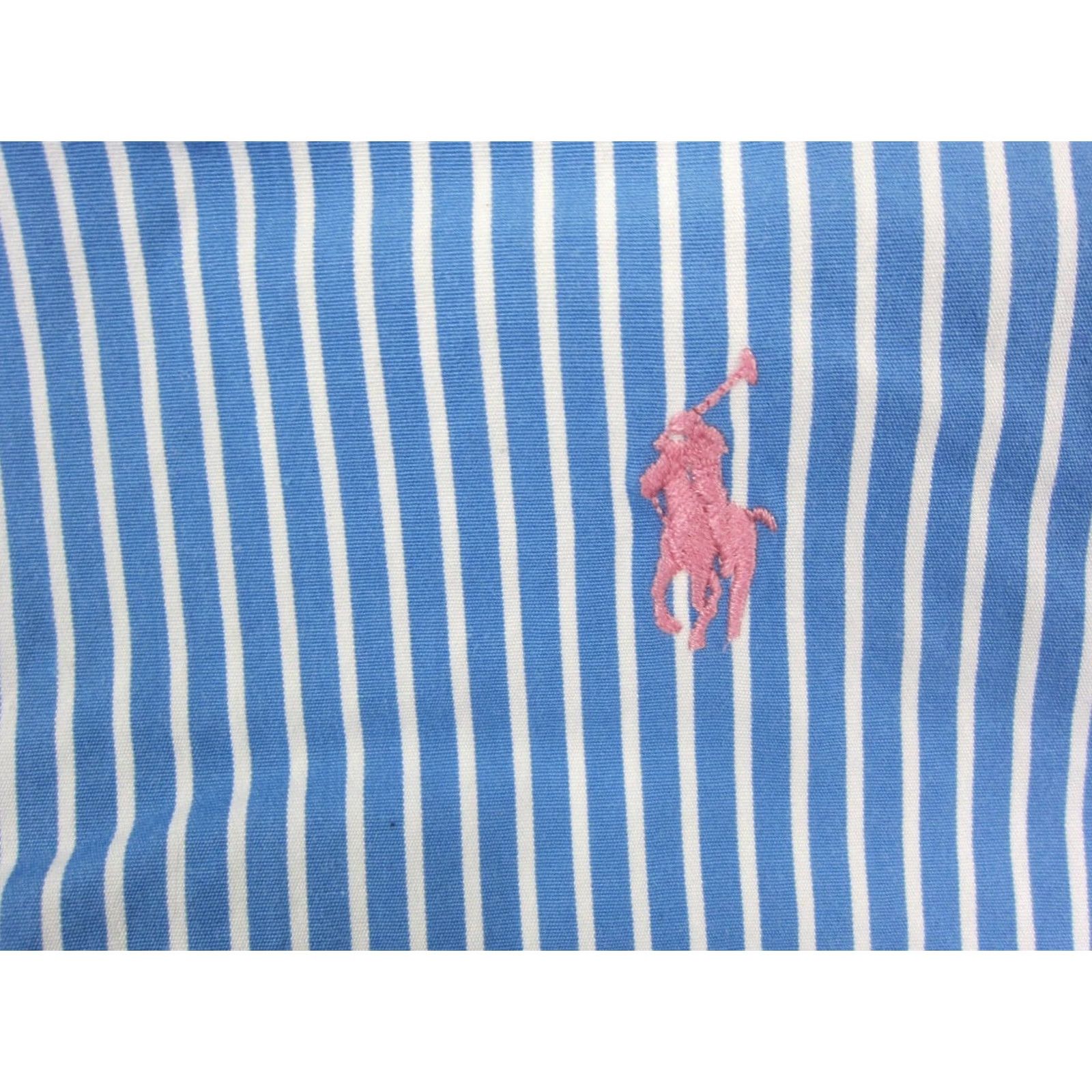 Polo Ralph Lauren Polo Ralph Lauren Shirt Adult XL Blue Pink Pony Striped Vintage Fit Size US XL / EU 56 / 4 - 3 Thumbnail