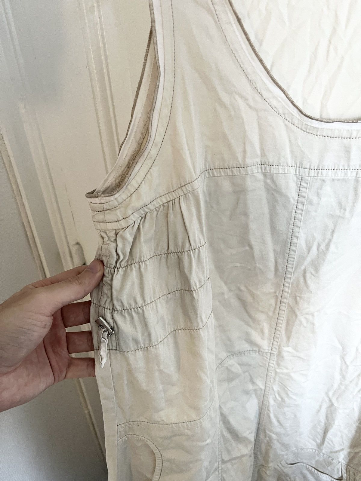 Japanese Brand × Vintage Y2k vintage parachute dress cream nylon cargo 2000s Size S / US 4 / IT 40 - 3 Thumbnail