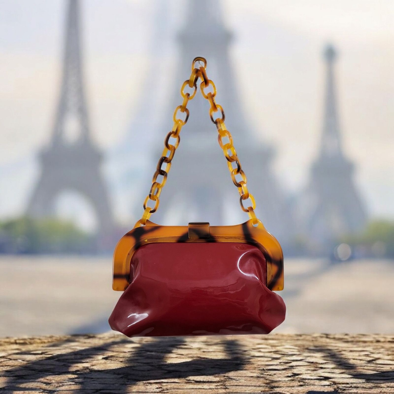 FREE PEOPLE RED PATENT LEATHER BAG