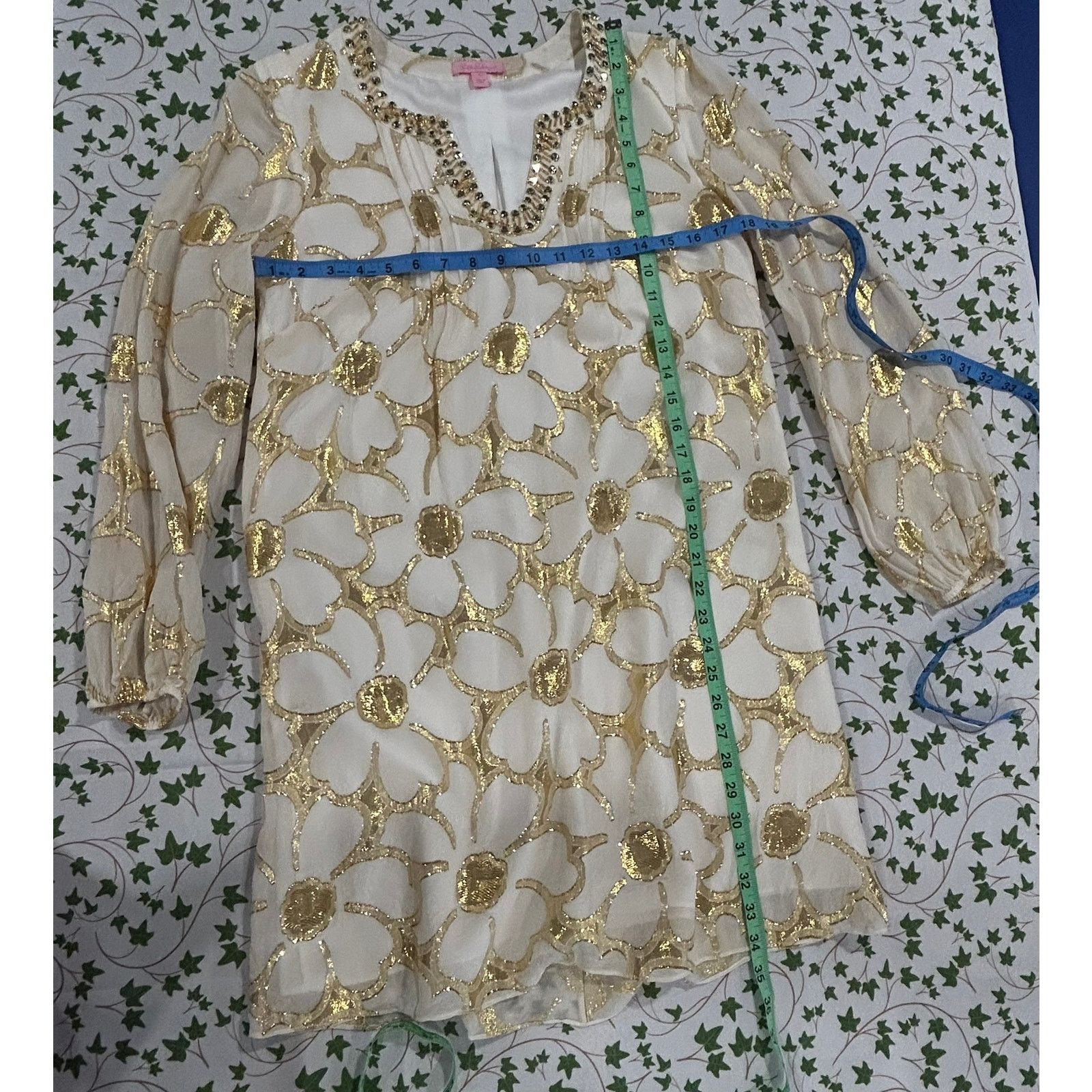 Lilly Pulitzer Colby Shift Dress Gold Floral- SIZE 4