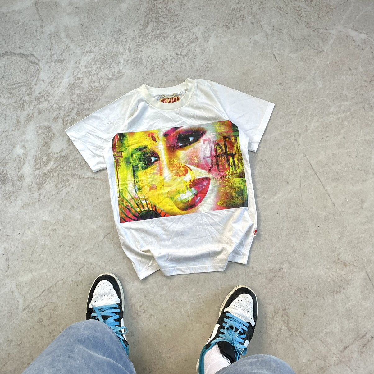Jean Paul Gaultier × Vintage Jean Paul Gaultier 90s Cyberpunk Face Print Y2K JPG T Shirt Size S / US 4 / IT 40 - 1 Thumbnail