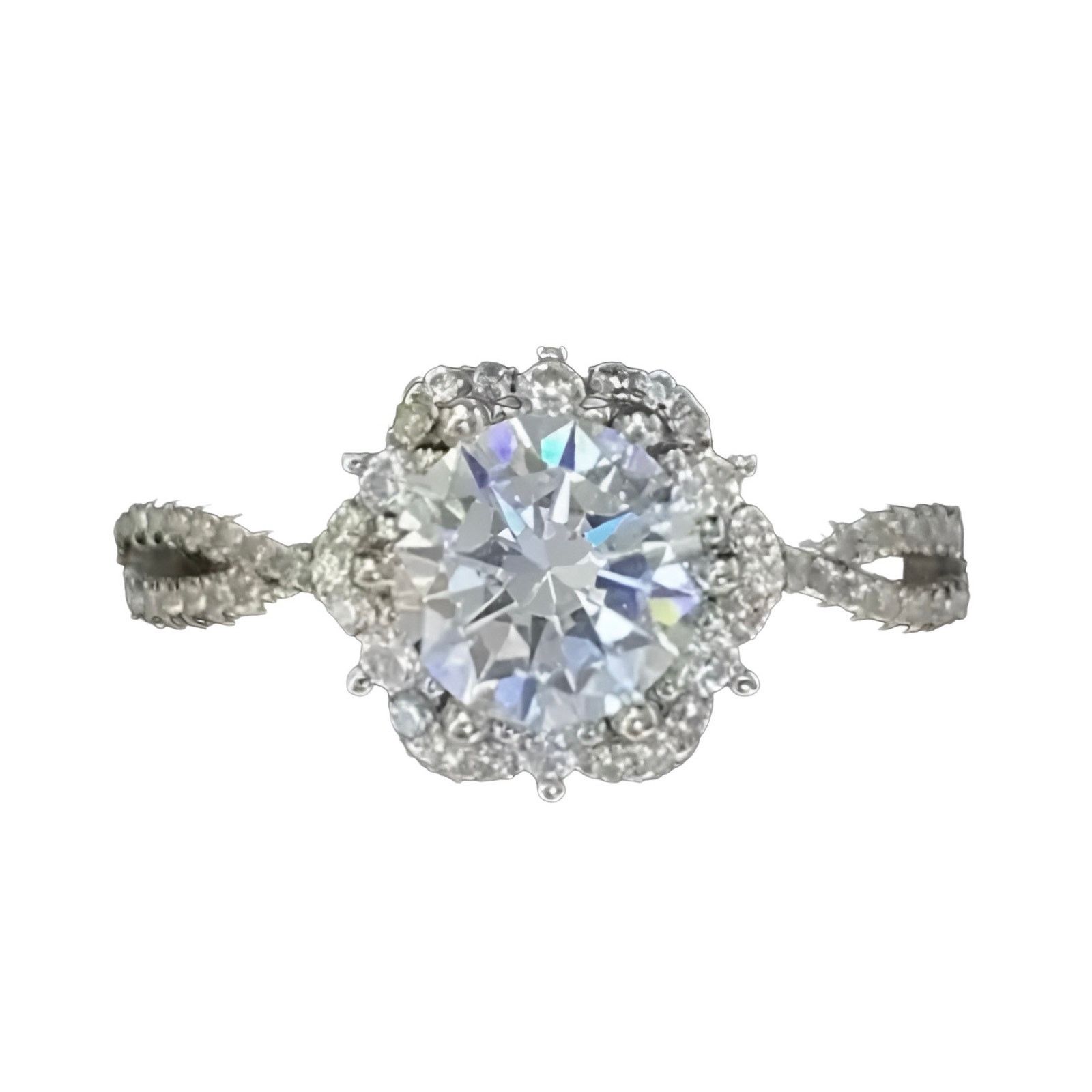 The Unbranded Brand 1 CT Moissanite Flower Ring w/ Half Infinity Adjustable Band Size ONE SIZE - 1 Thumbnail